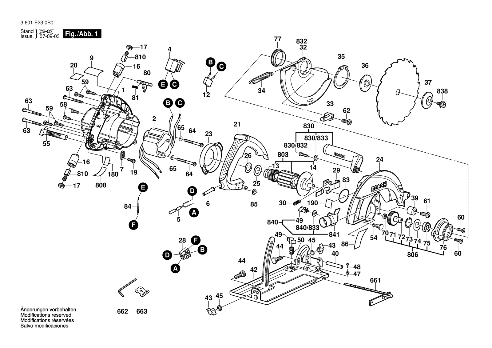 Bosch GKS 190 parts diagram, sheet 1