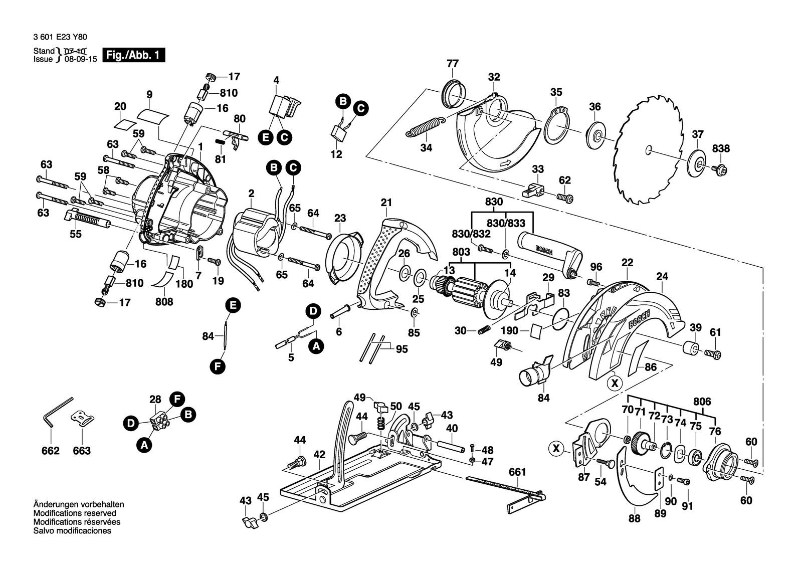Bosch GKS 190 parts diagram, sheet 1
