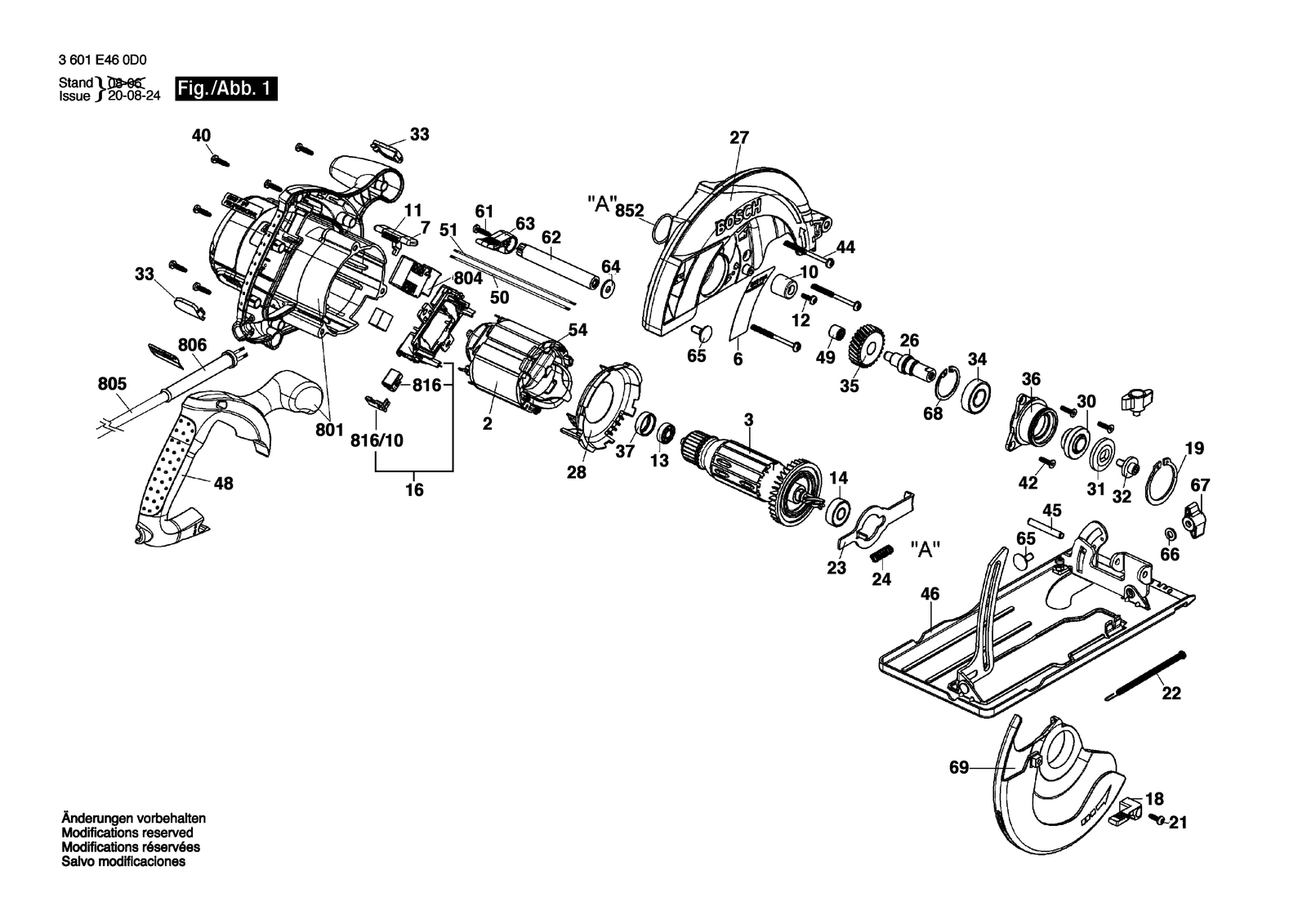 Bosch GKS 7 1/4 parts diagram, sheet 1