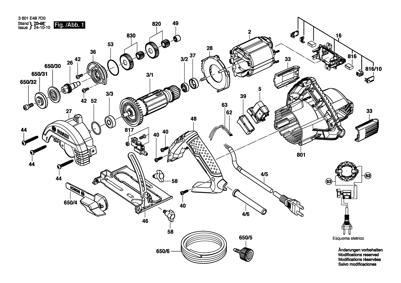 Bosch GDC 151 parts diagram, sheet 1