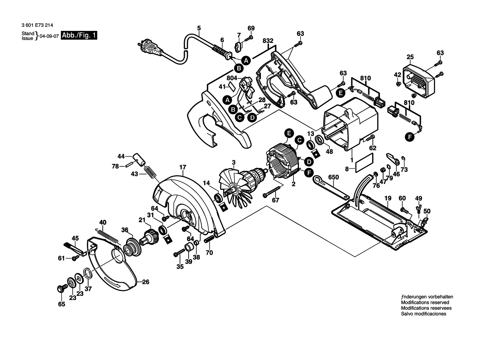 Bosch GKS 7 1/4" parts diagram, sheet 1