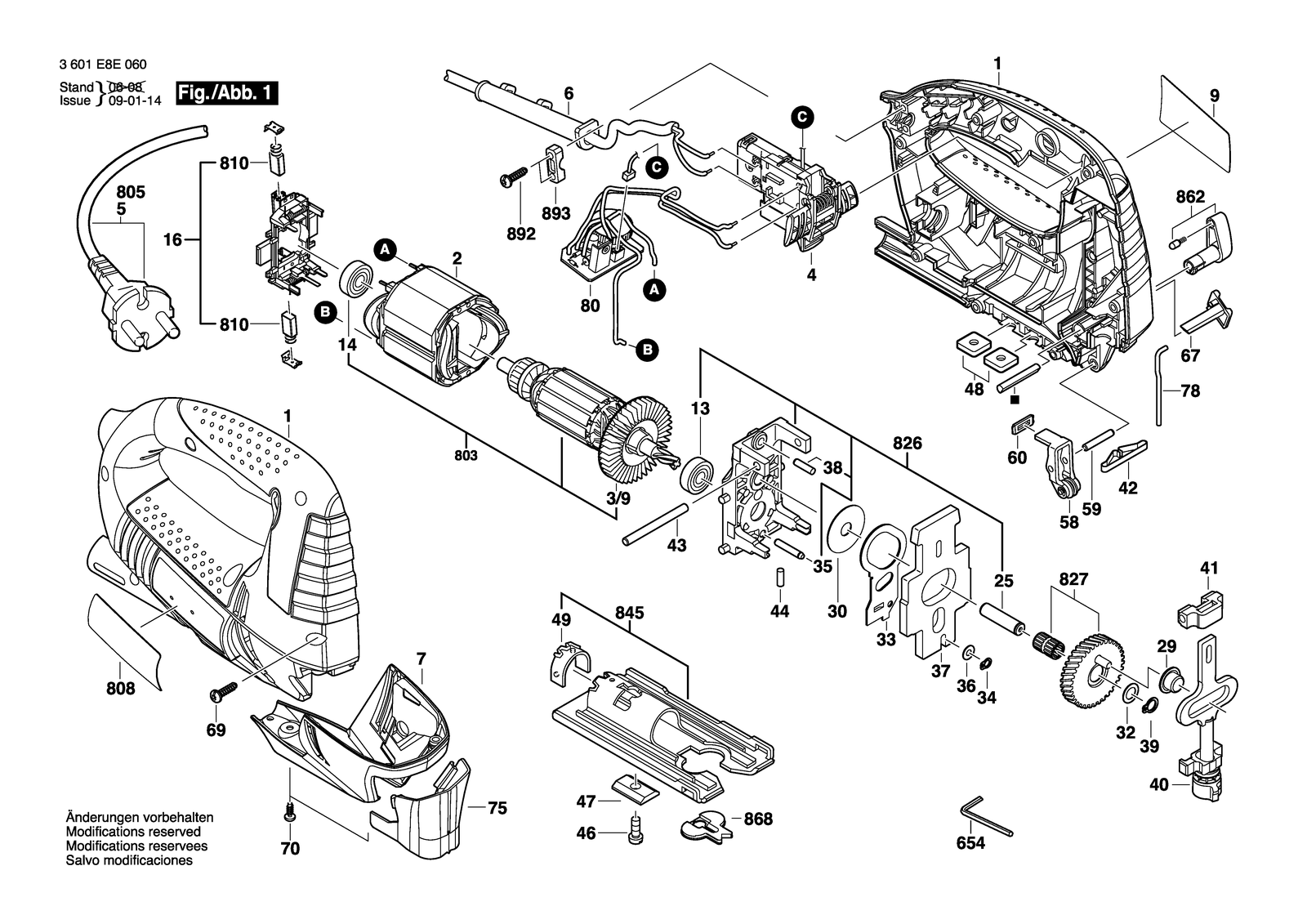Bosch GST 75 BE parts diagram, sheet 1