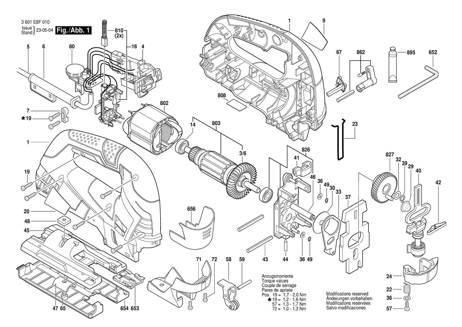Bosch JS365 parts diagram, sheet 1