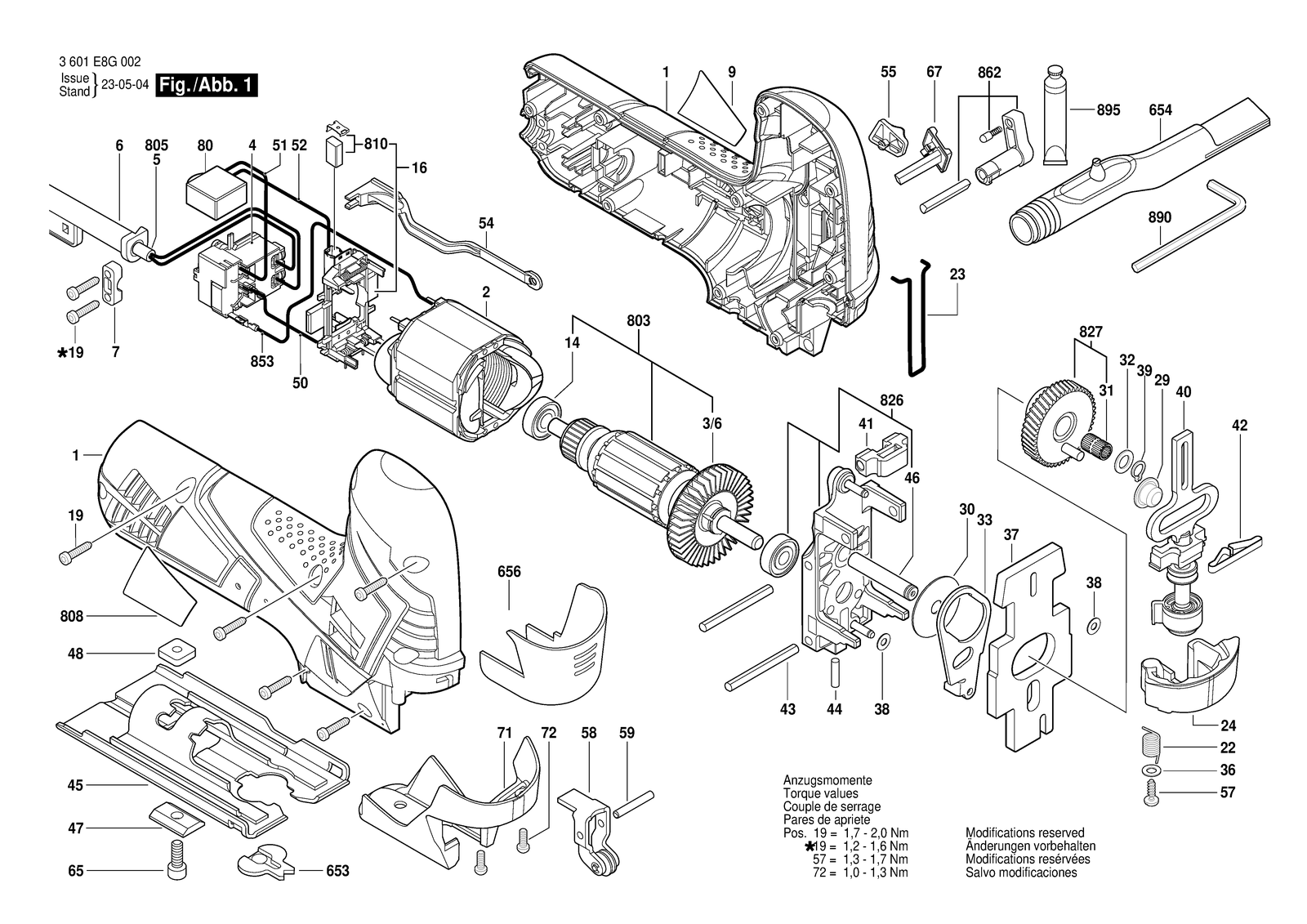Bosch GST 90 E parts diagram, sheet 1