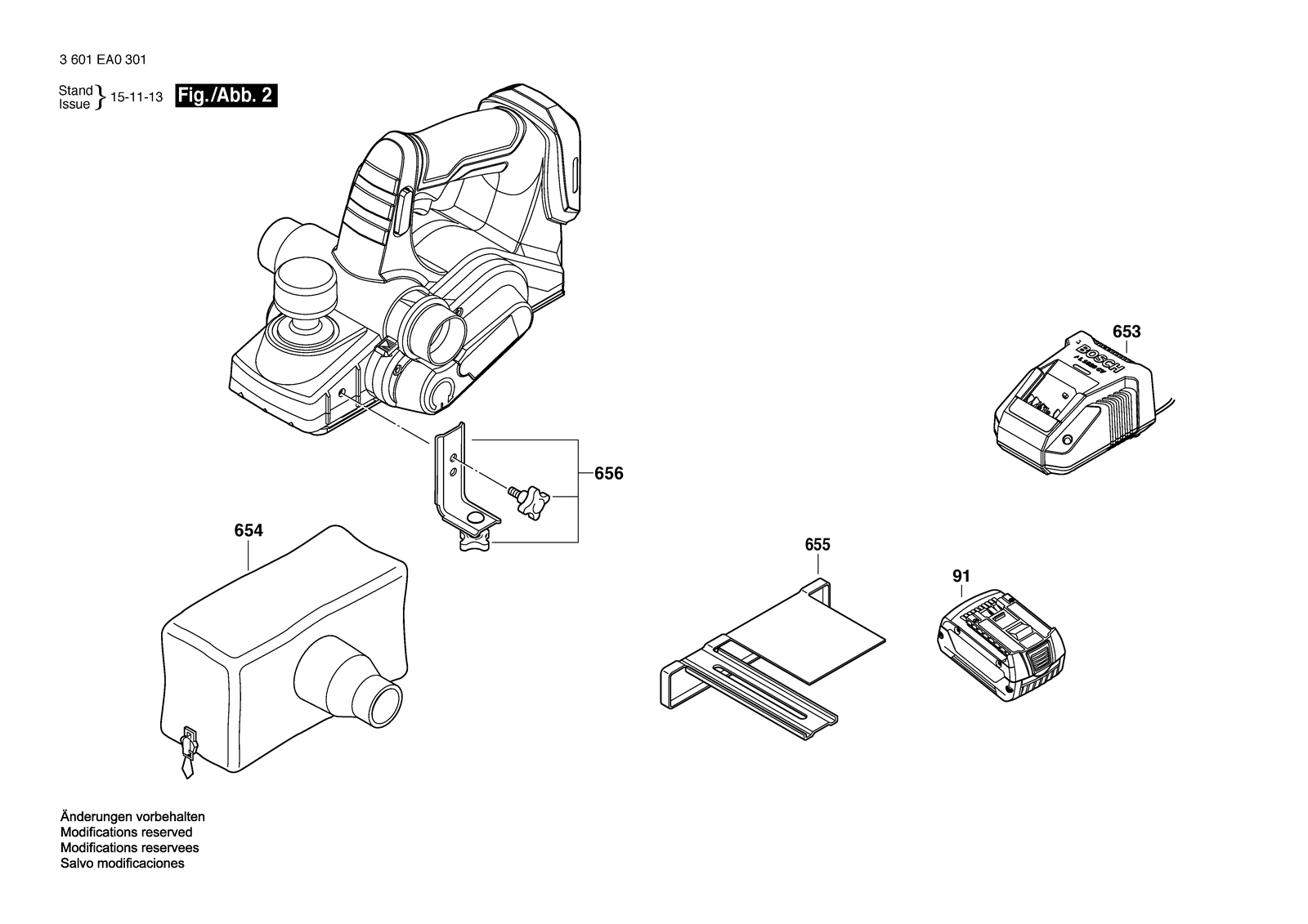 Bosch GHO 18V LI parts diagram, sheet 2