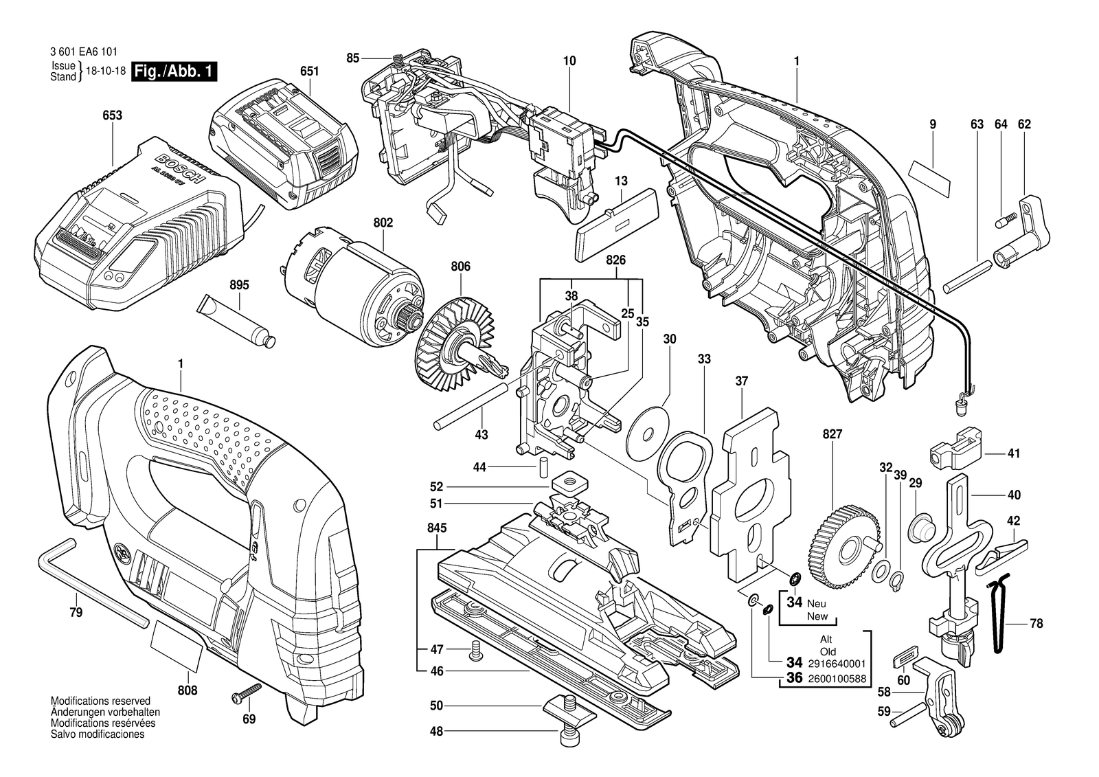 Bosch GST 18 V-LI B parts diagram, sheet 1