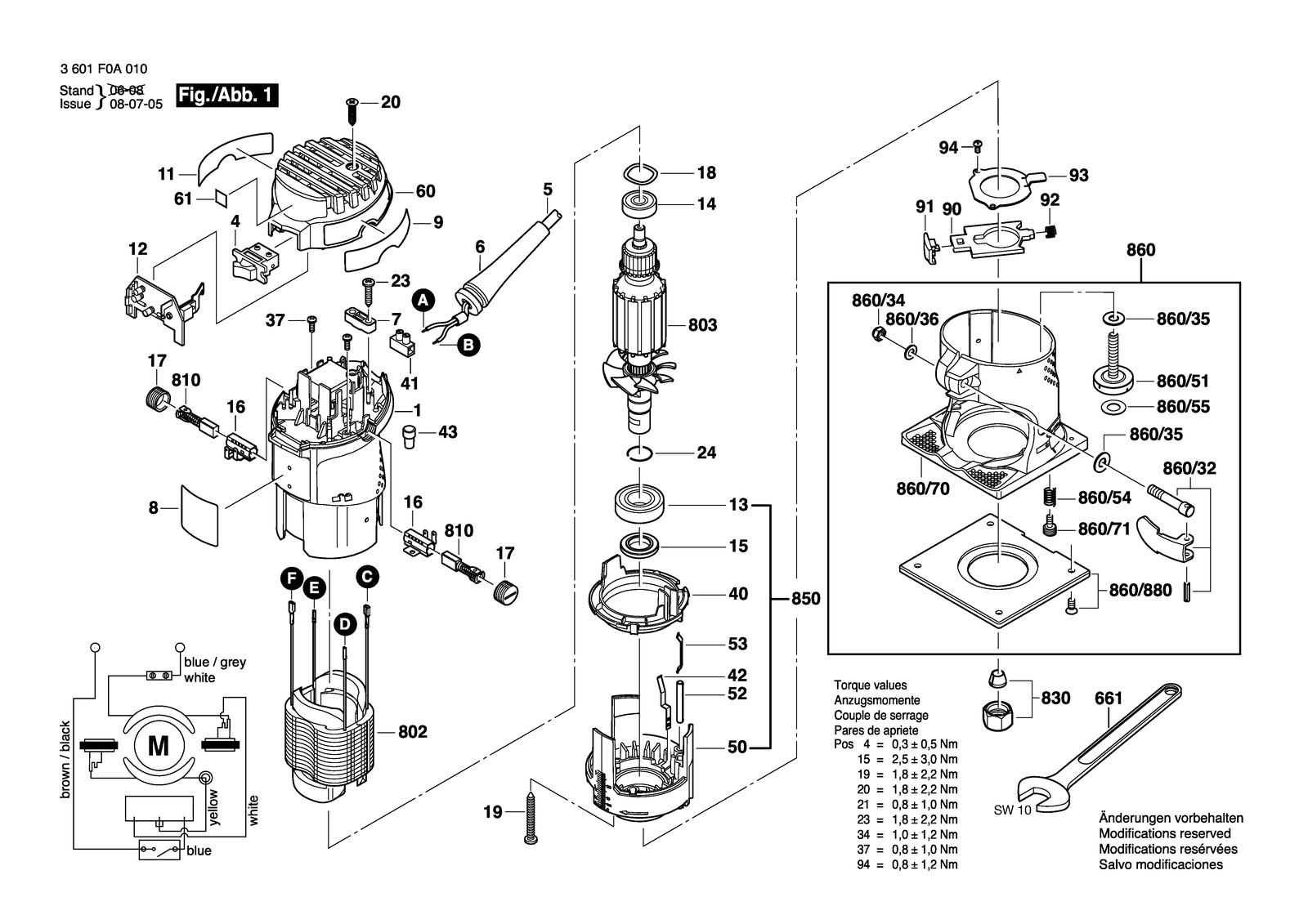 Bosch PR 10 E parts diagram, sheet 1