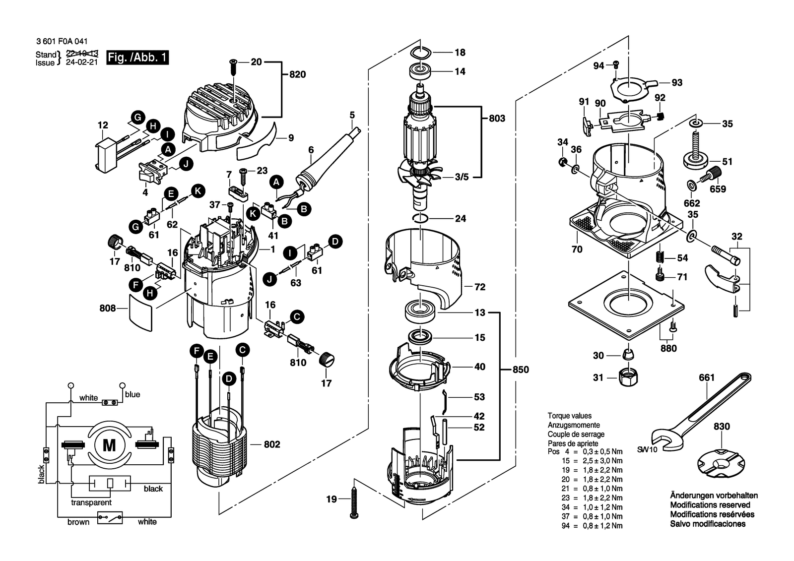 Bosch GMR 1 parts diagram, sheet 1