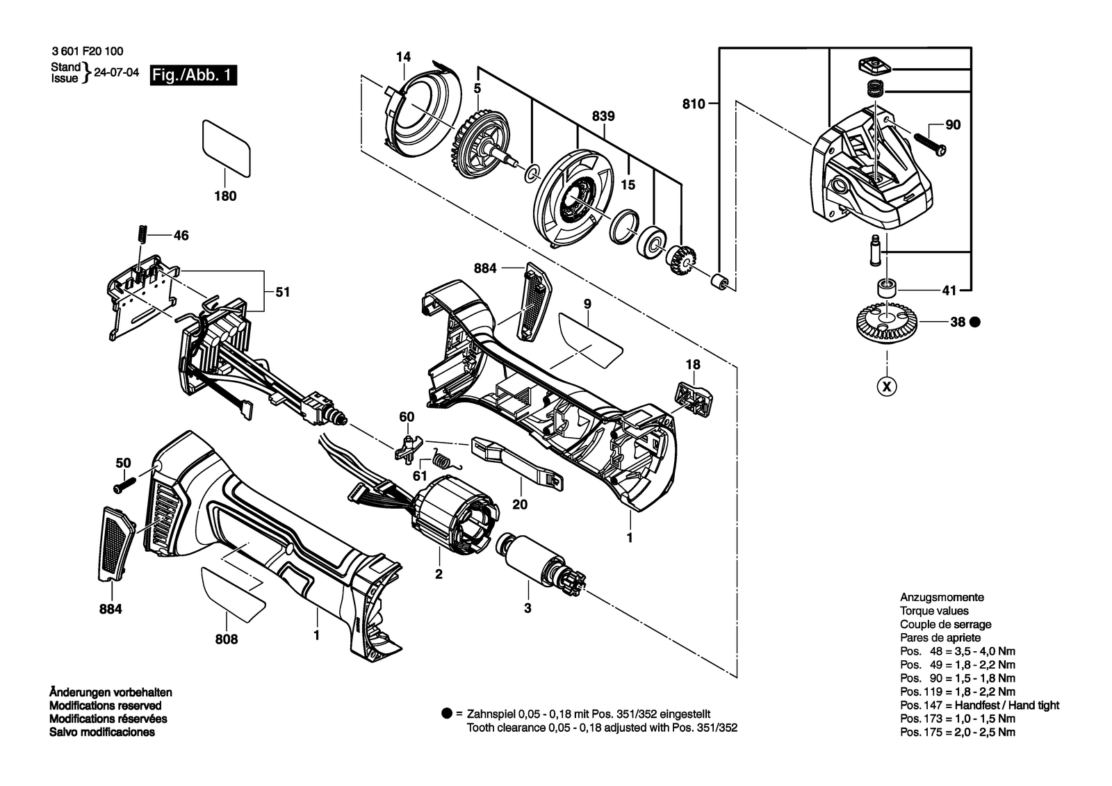 Bosch GFF 18V-22 parts diagram, sheet 1