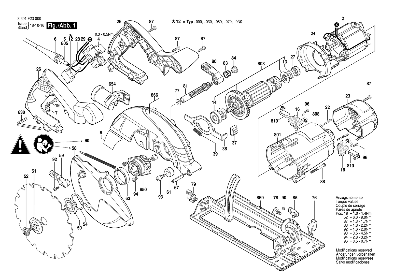 Bosch GKS 190 parts diagram, sheet 1