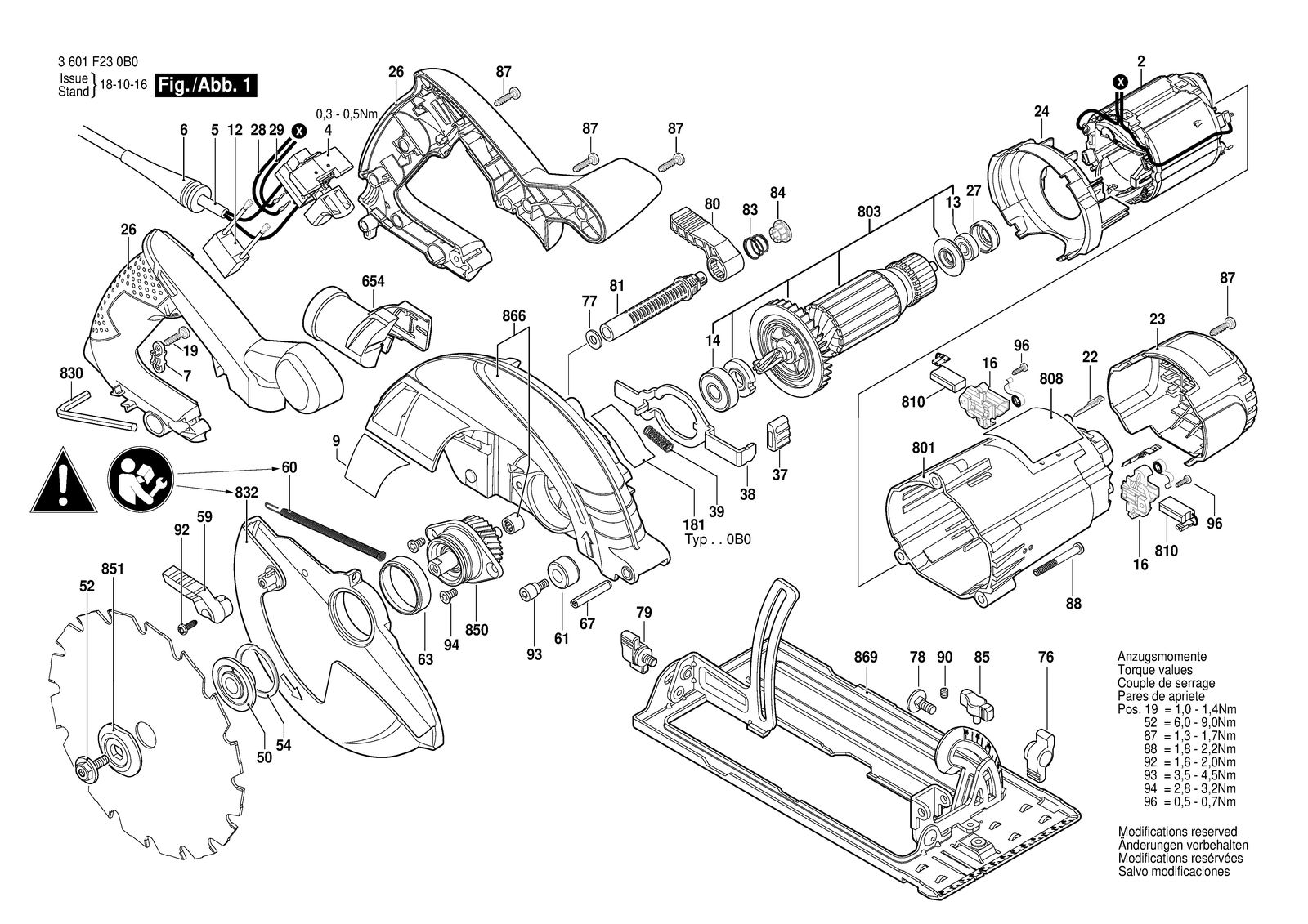 Bosch GKS 190 parts diagram, sheet 1