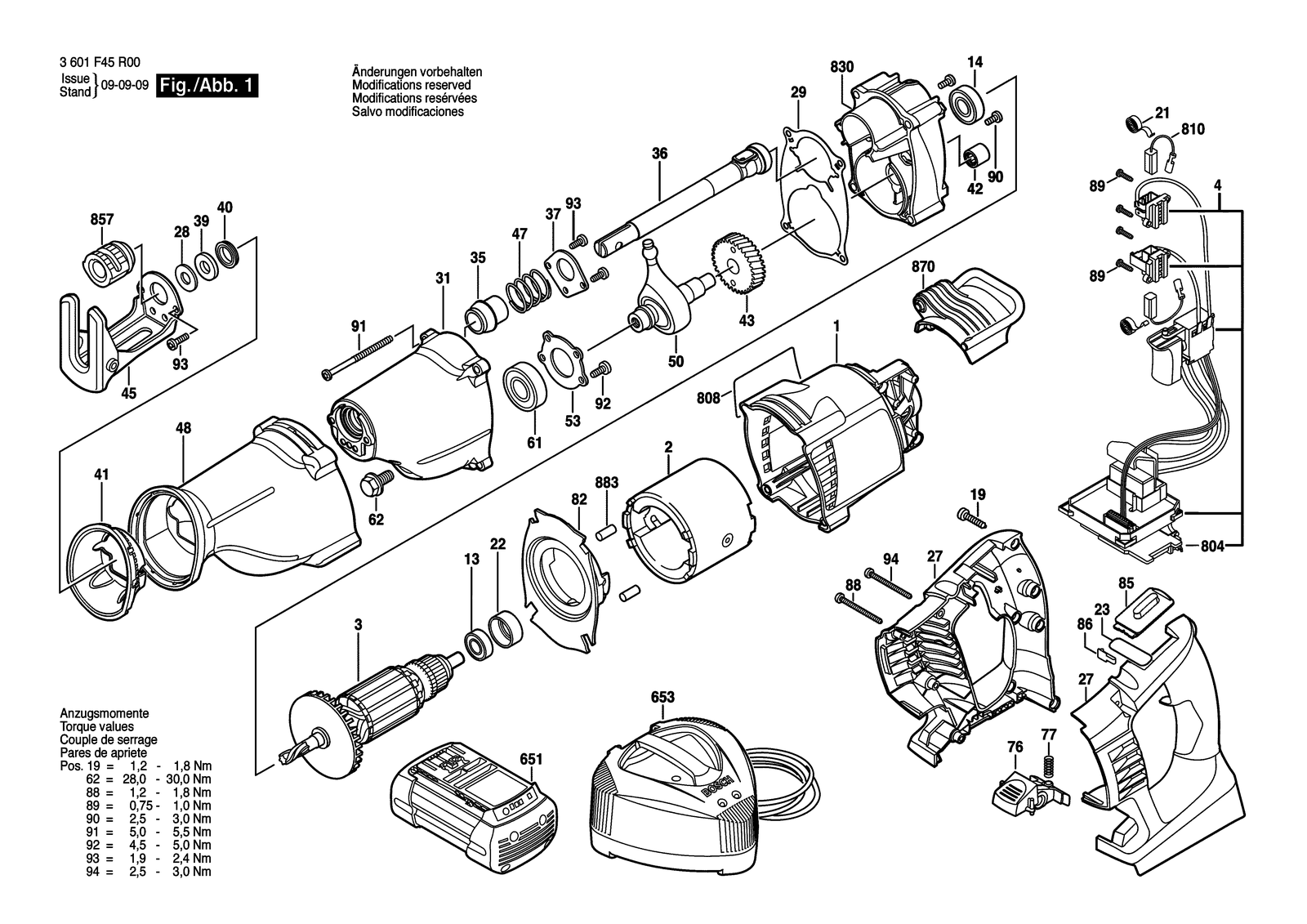 Bosch GSA 36 V-LI parts diagram, sheet 1
