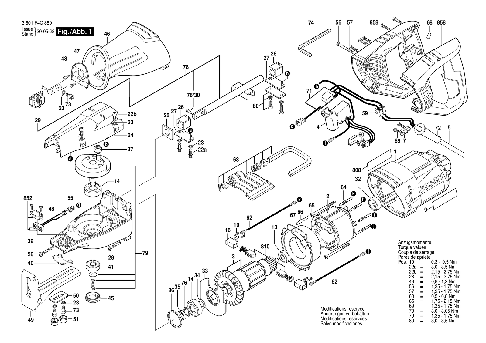 Bosch GSA 1000 parts diagram, sheet 1