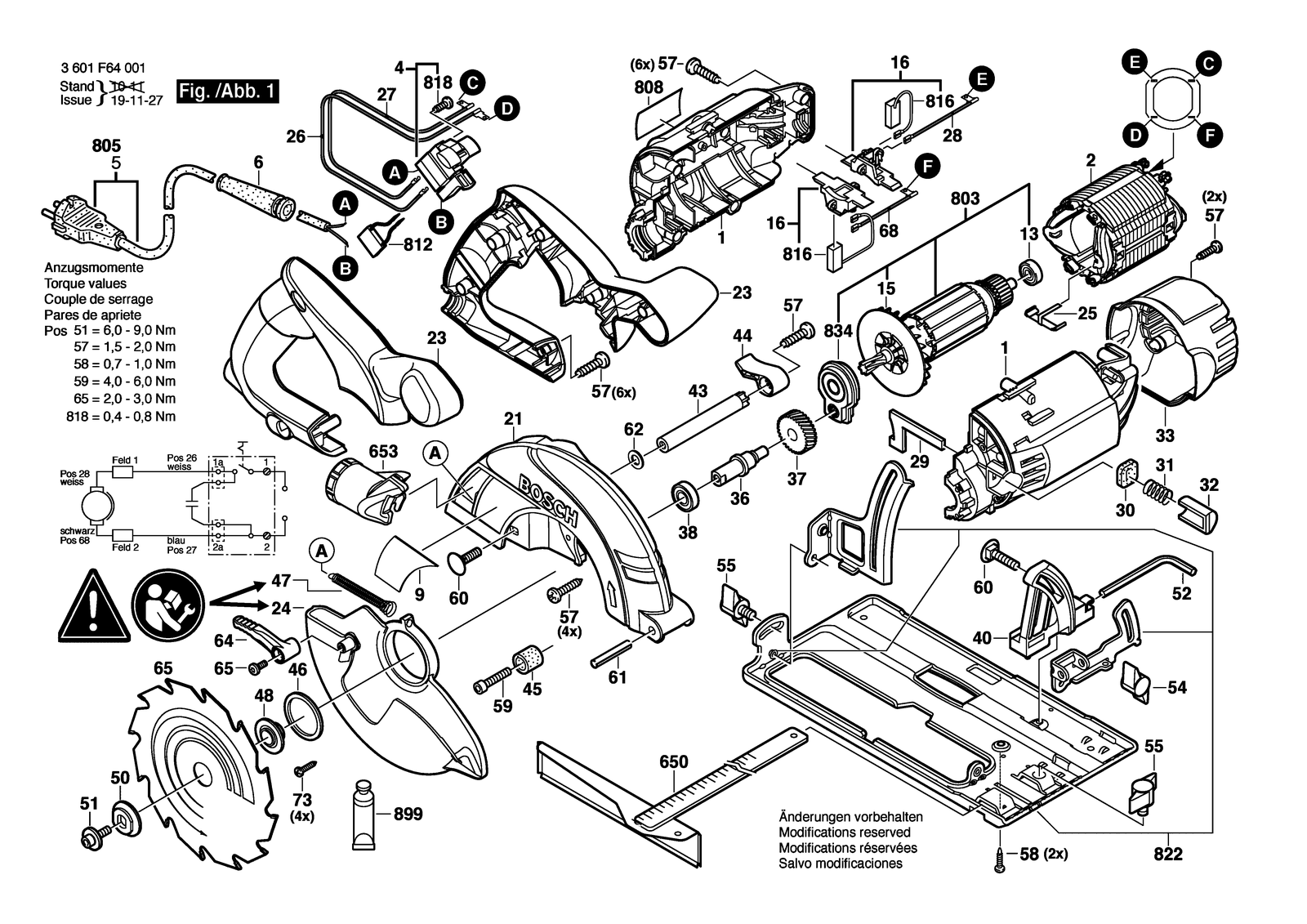 Bosch GKS 55 parts diagram, sheet 1