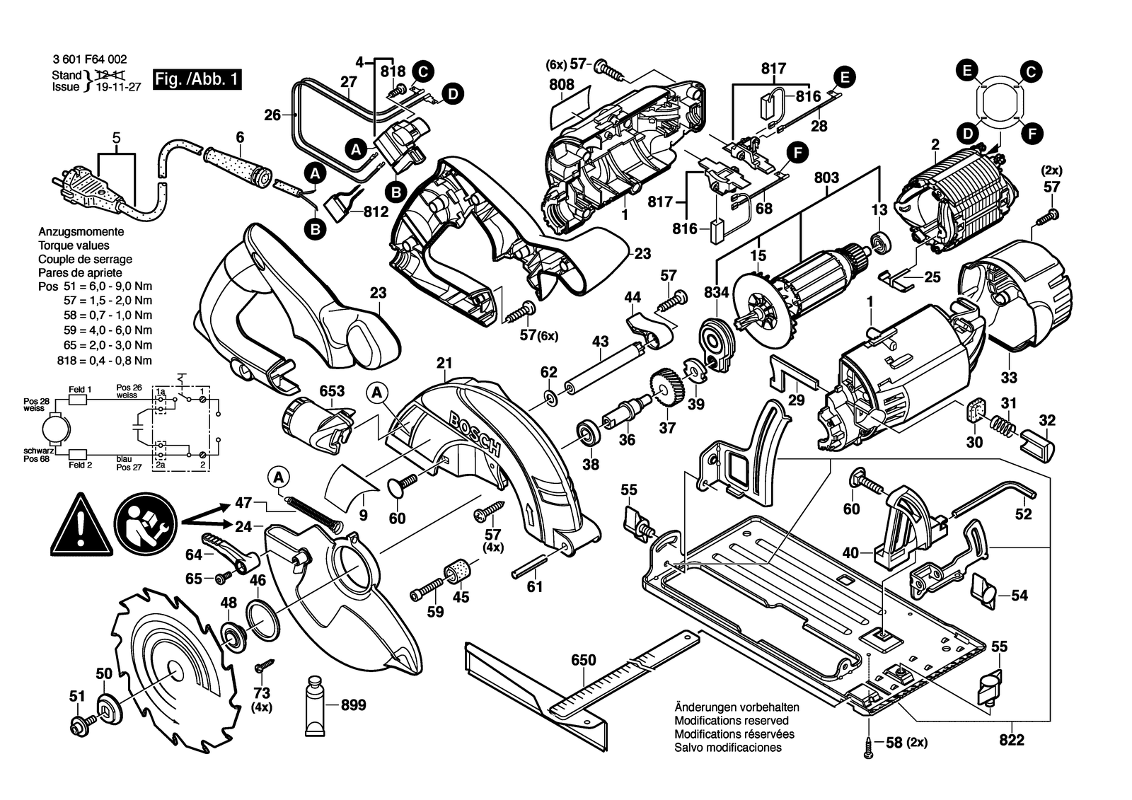 Bosch GKS 55 parts diagram, sheet 1