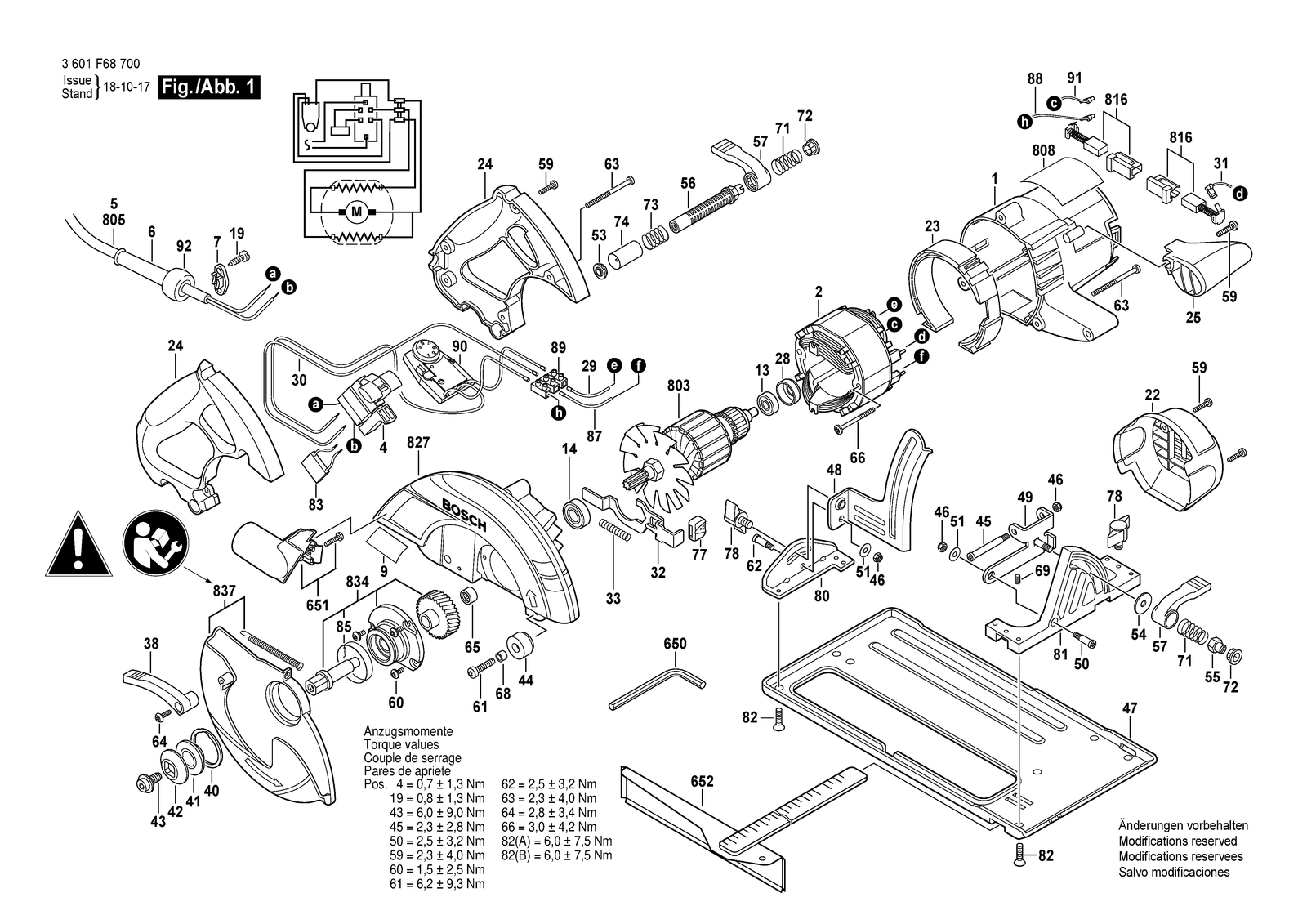 Bosch GKS 65 CE parts diagram, sheet 1
