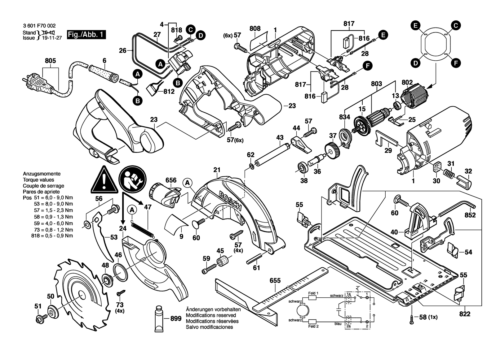 Bosch GKS 160 parts diagram, sheet 1