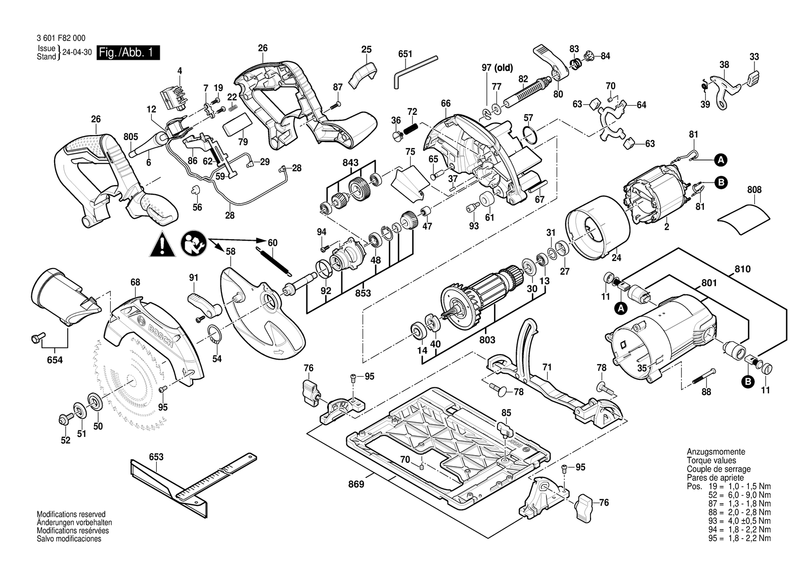 Bosch GKS 55+ G parts diagram, sheet 1