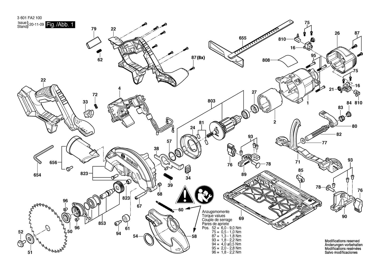 Bosch GKS 18V-57 G parts diagram, sheet 1