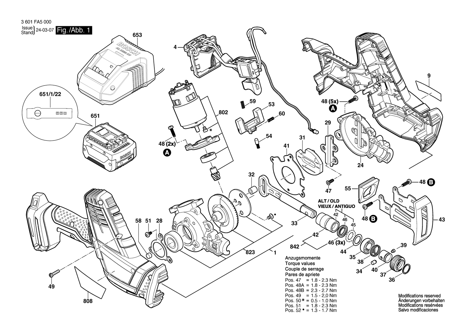 Bosch GSA 18 V-LI C parts diagram, sheet 1