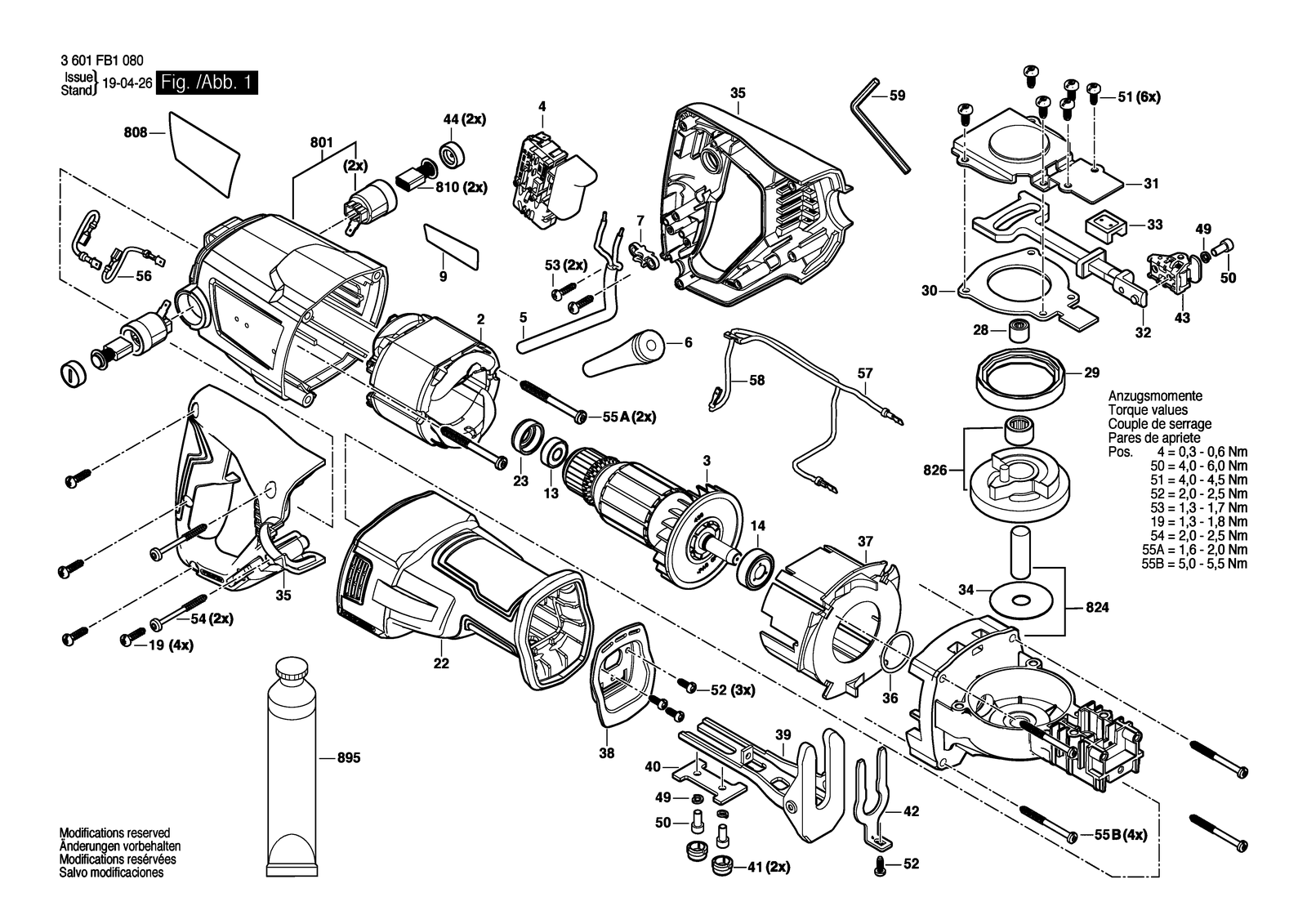 Bosch GSA 120 parts diagram, sheet 1
