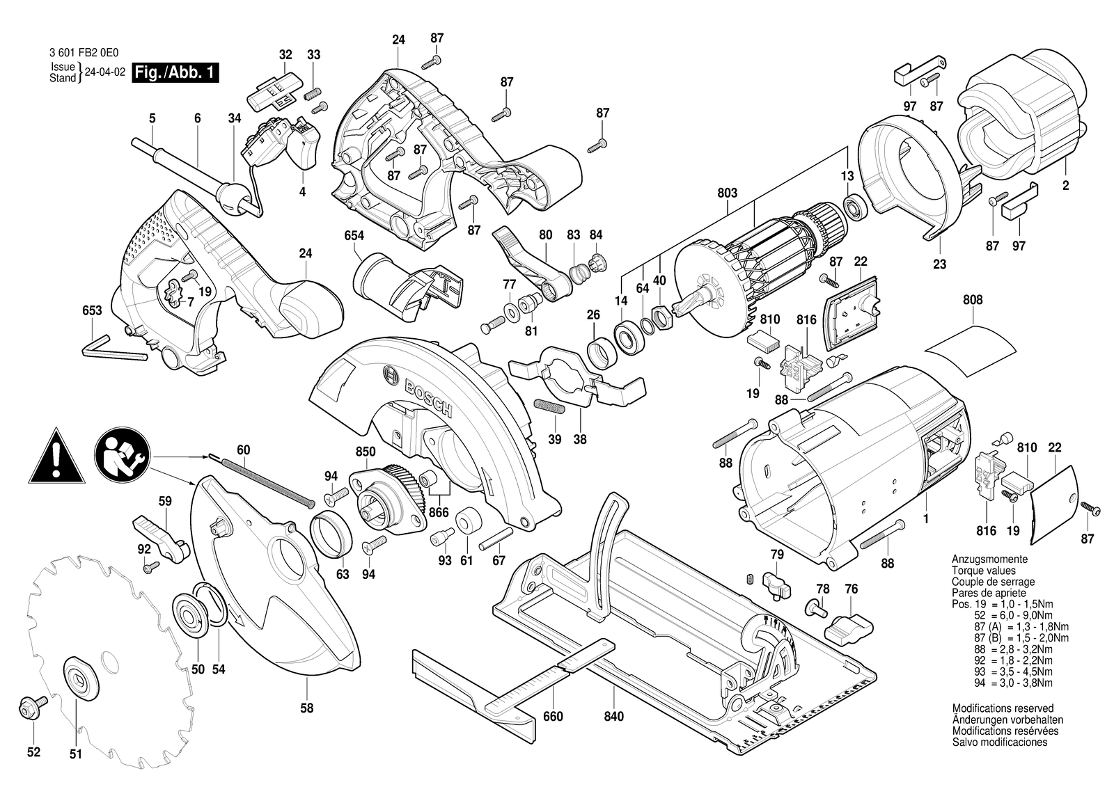 Bosch GKS 20-65 parts diagram, sheet 1