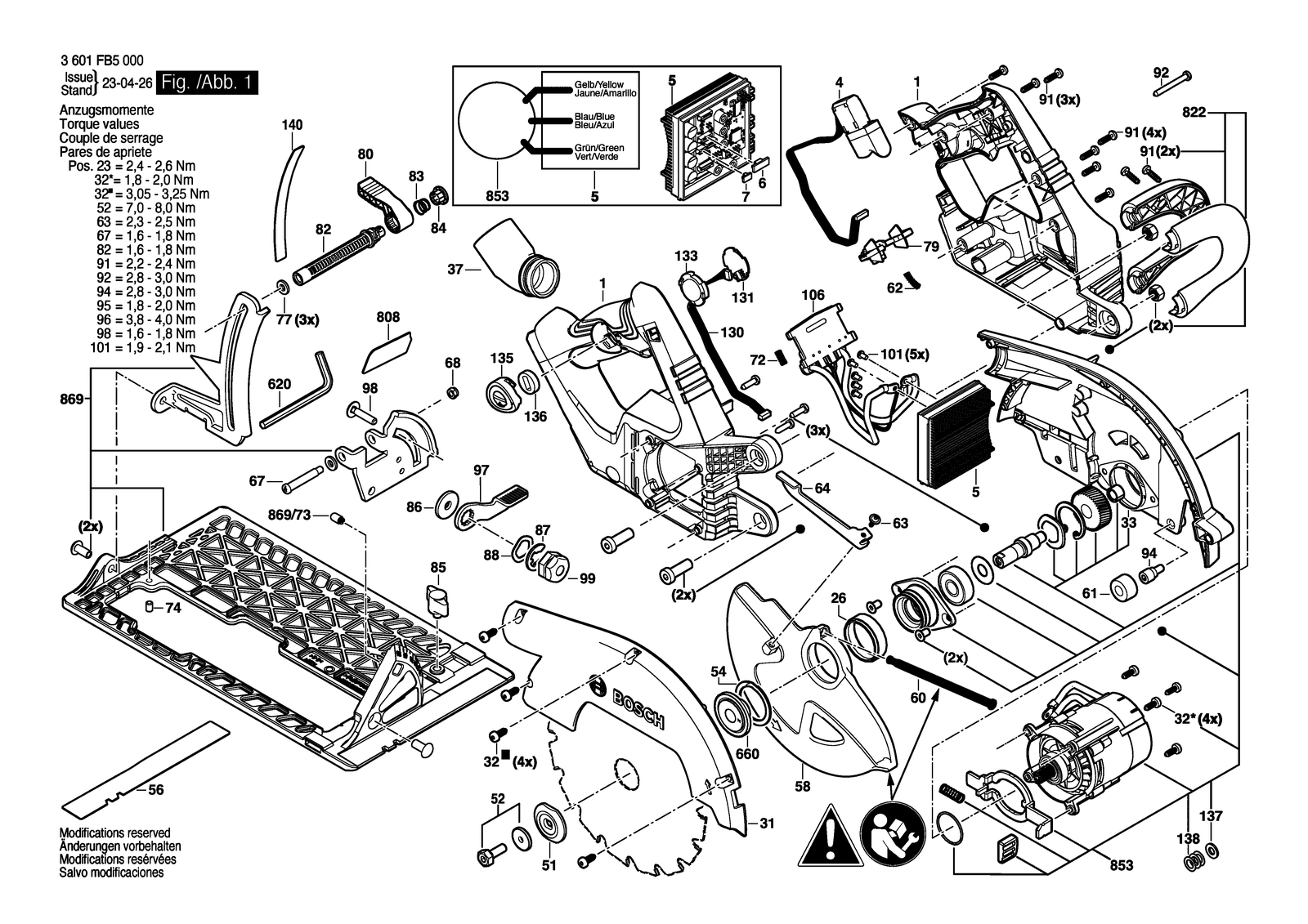Bosch GKS 18V-68 C parts diagram, sheet 1