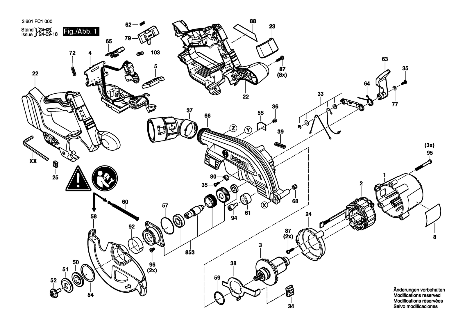 Bosch GKS 18V-57-2 GX parts diagram, sheet 1