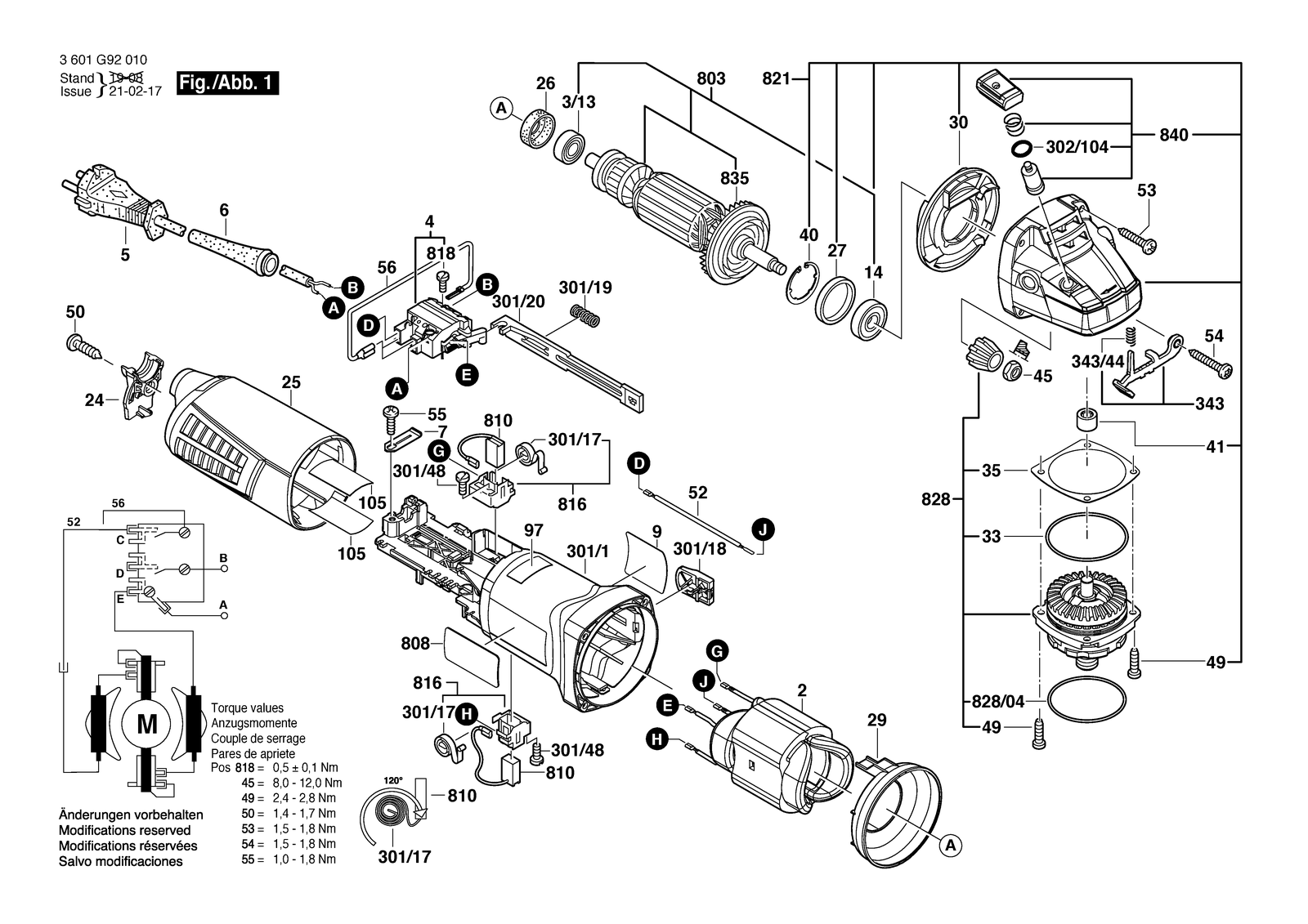 Bosch AG50-10 parts diagram, sheet 1