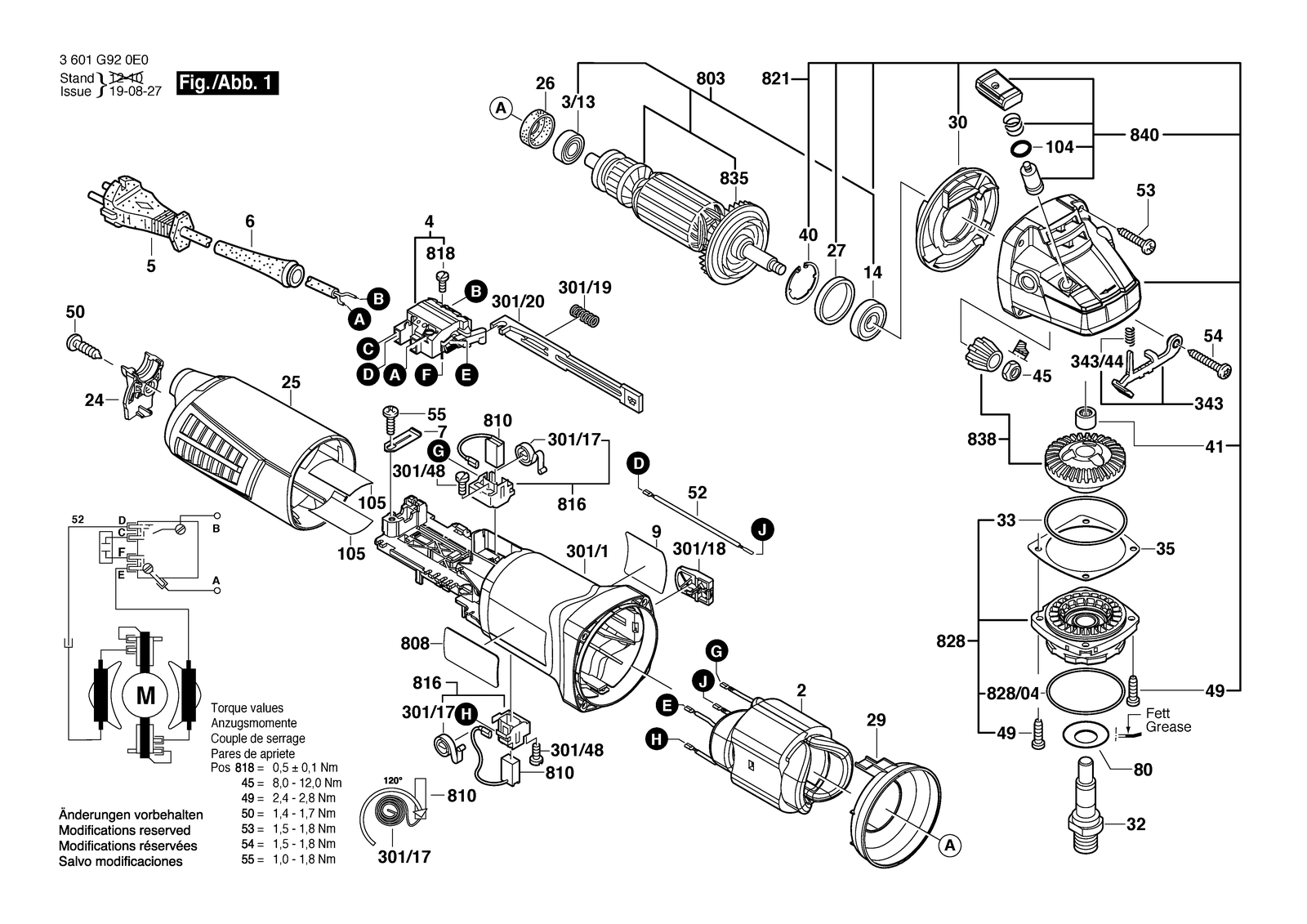 Bosch GWS 11-125 parts diagram, sheet 1