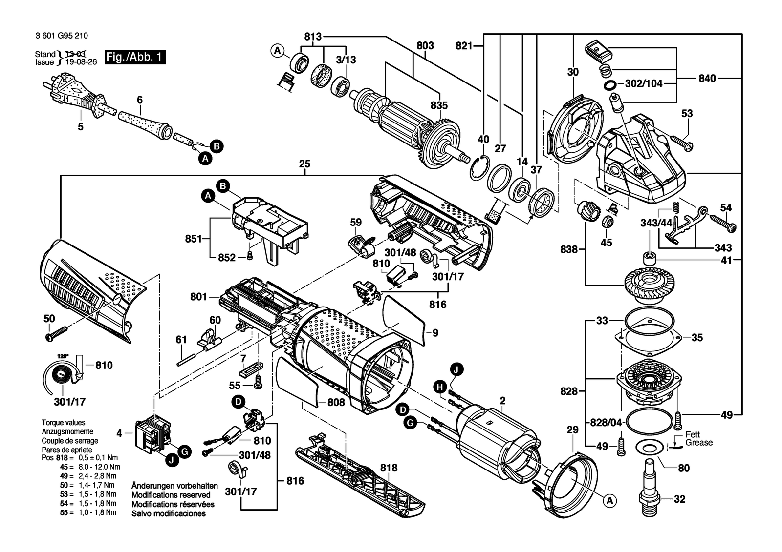 Bosch AG50-125PD parts diagram, sheet 1