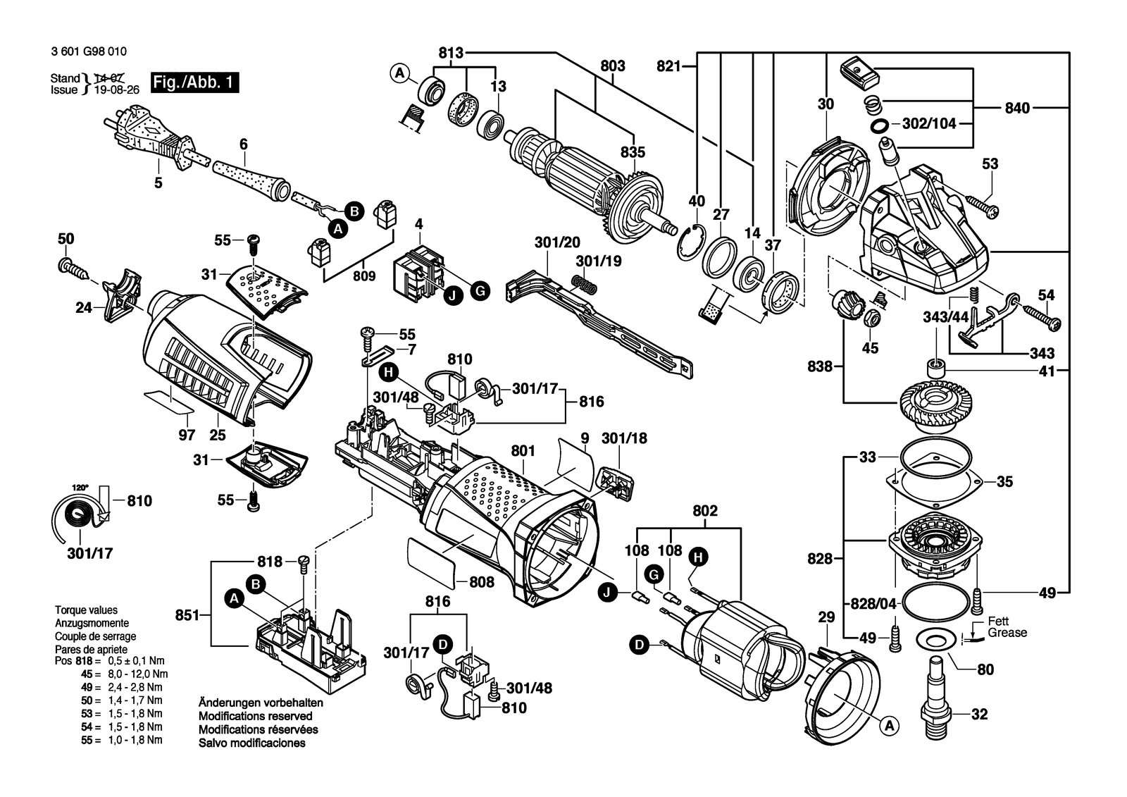 Bosch AG60-125 parts diagram, sheet 1
