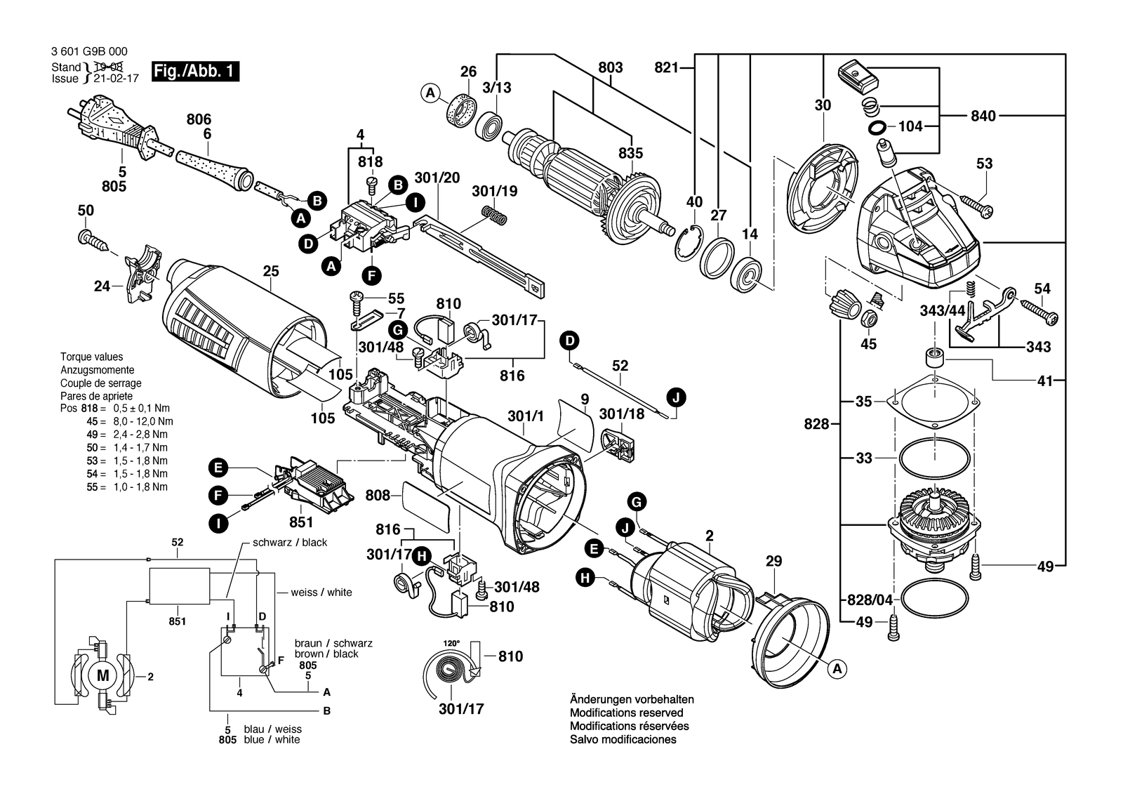 Bosch GWS 11-125 parts diagram, sheet 1