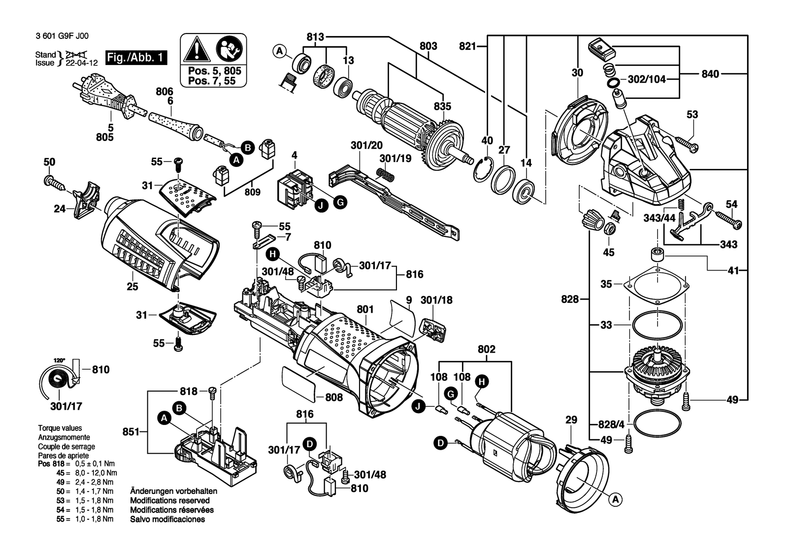 Bosch CG 13-125V parts diagram, sheet 1
