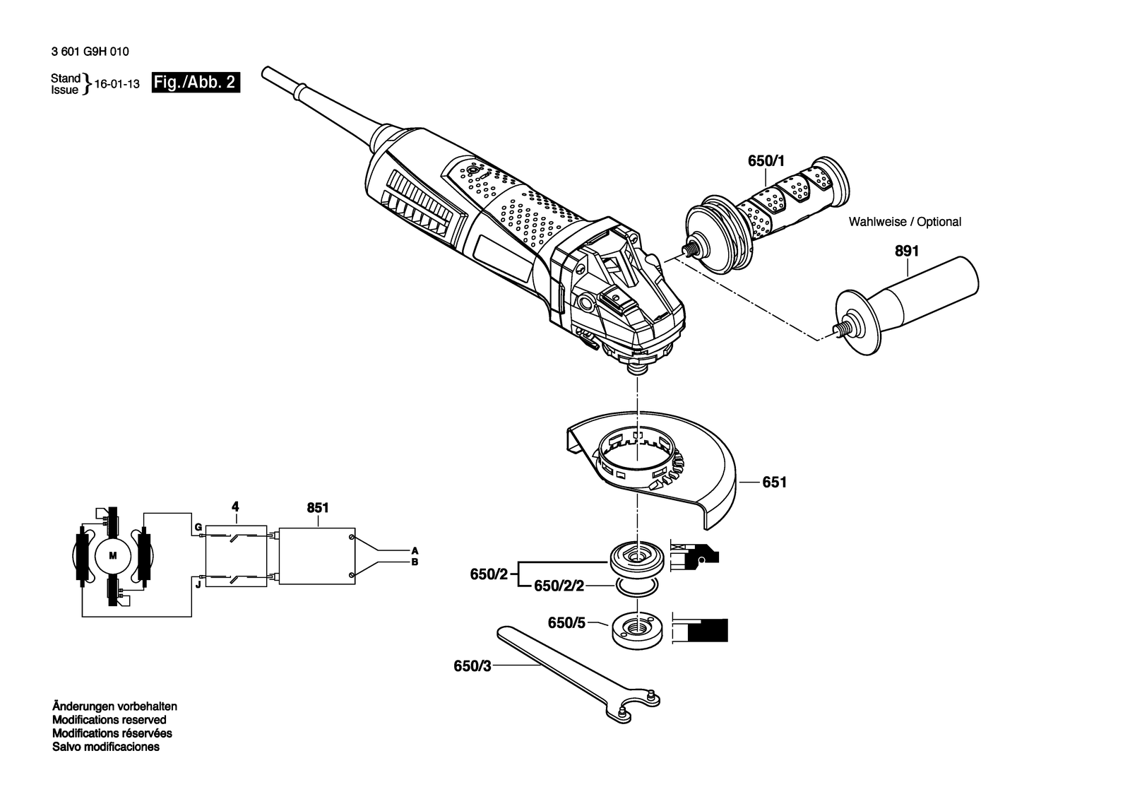 Bosch GWS 13-50 VS parts diagram, sheet 2