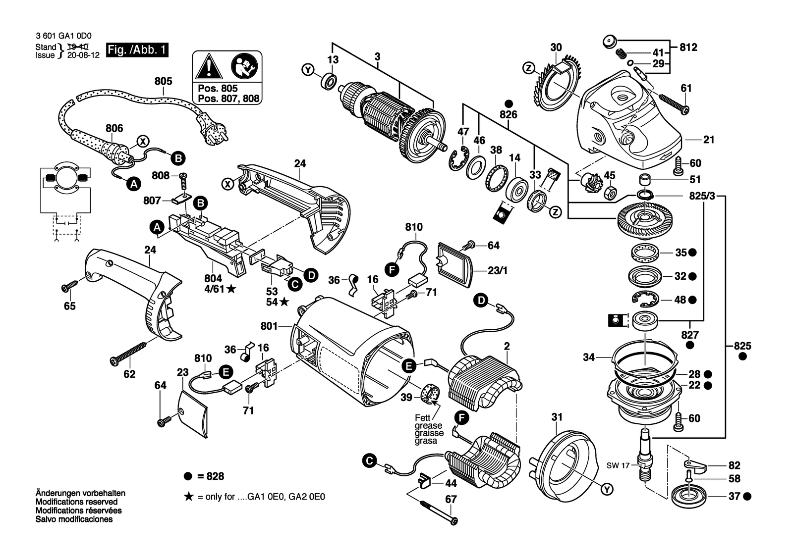Bosch GWS 20-180 parts diagram, sheet 1