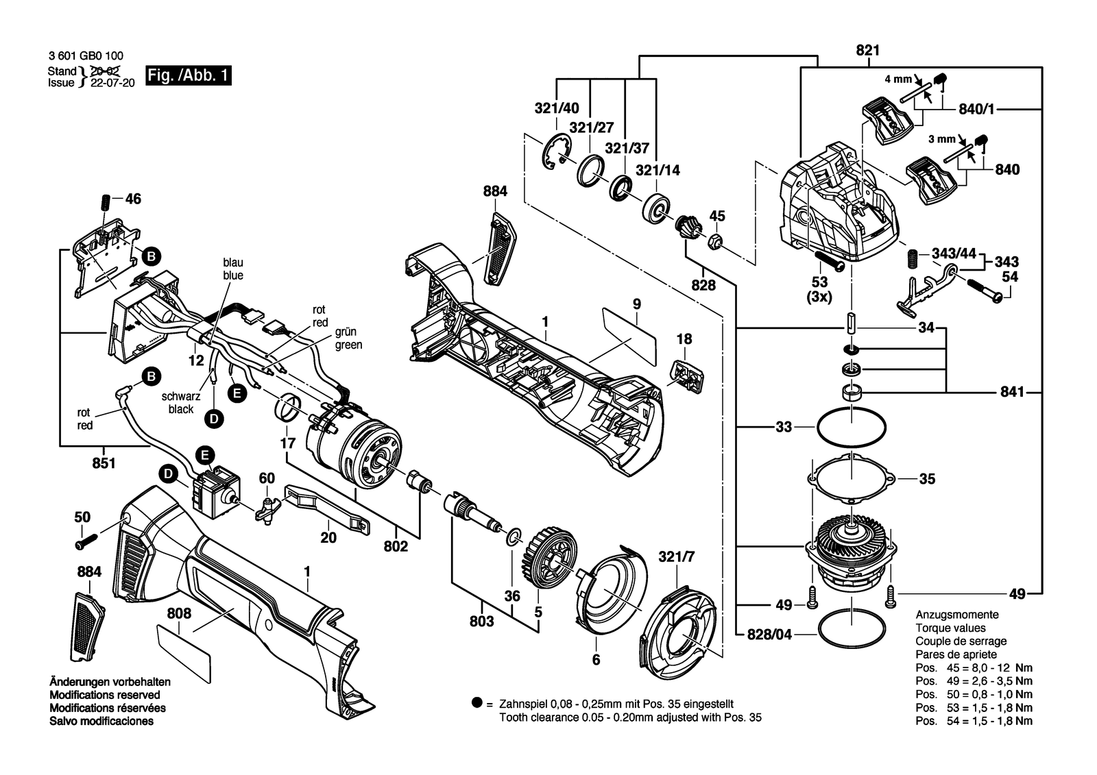 Bosch GWX 18V-10 parts diagram, sheet 1
