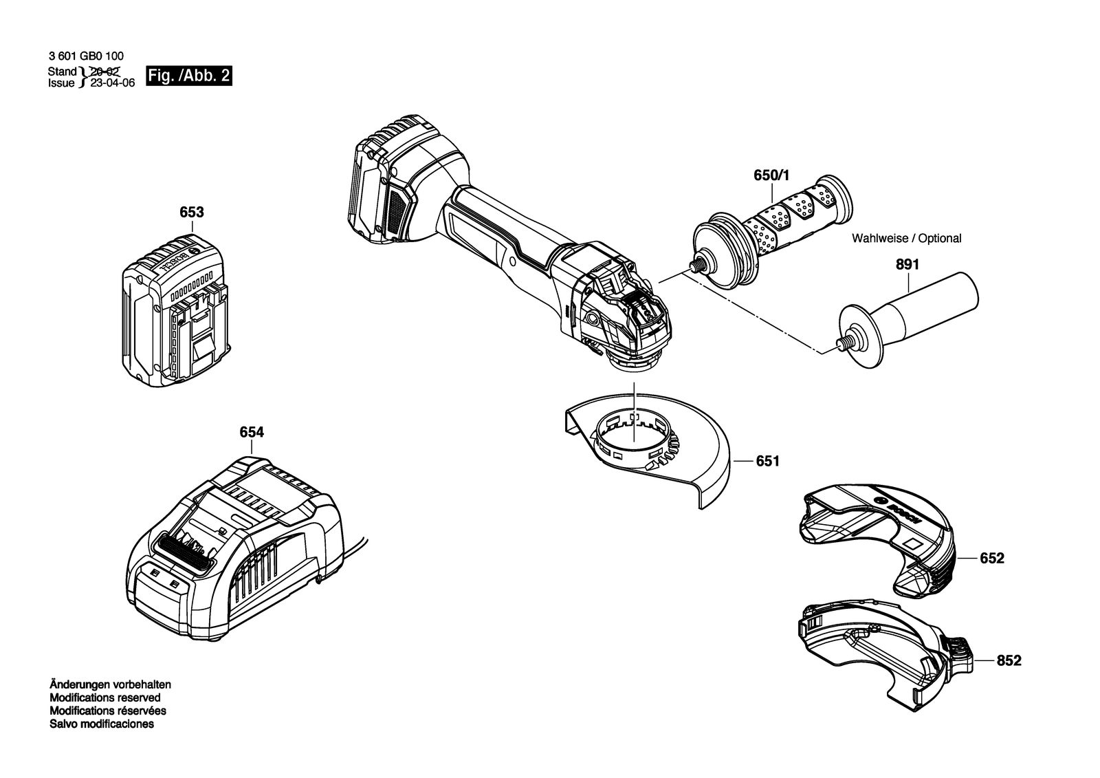 Bosch GWX 18V-10 parts diagram, sheet 2
