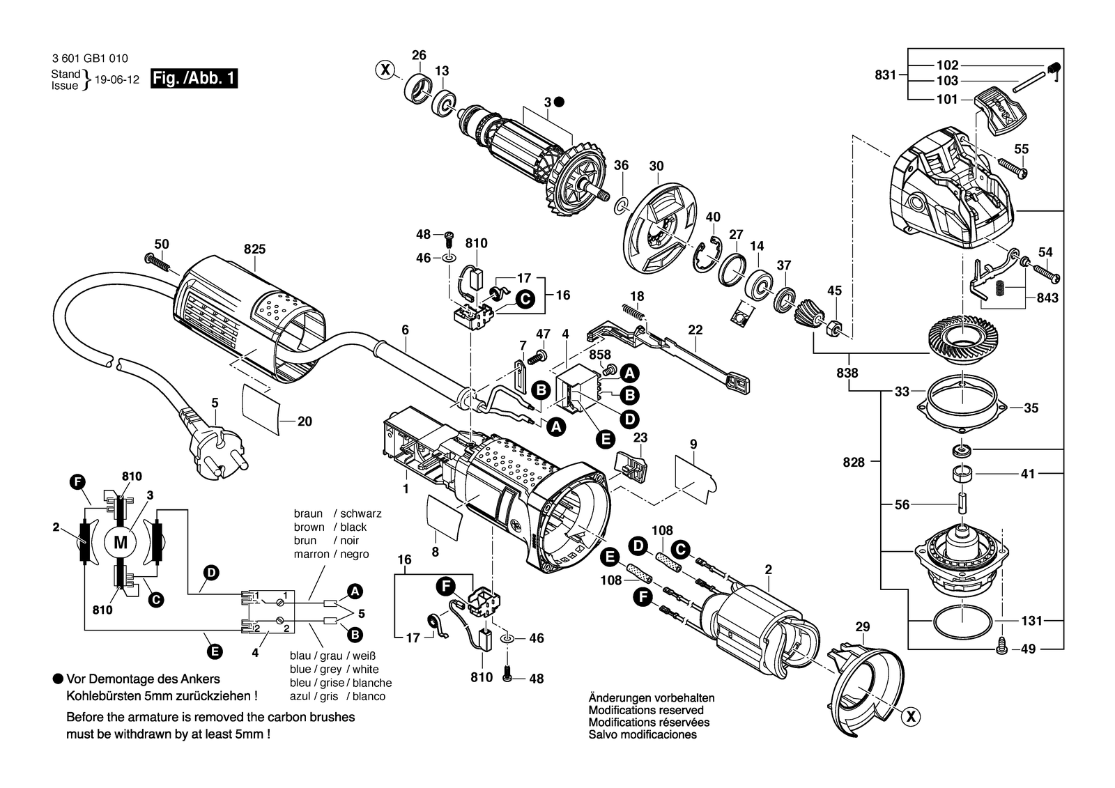 Bosch GWX 10-45 E parts diagram, sheet 1