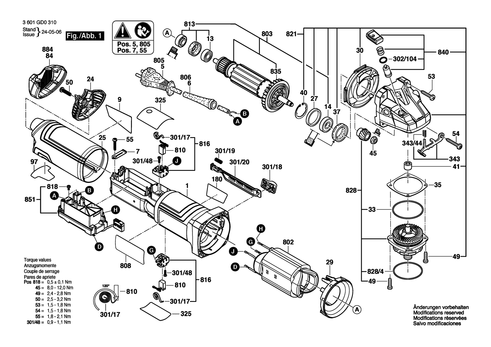 Bosch GWS14-50 parts diagram, sheet 1