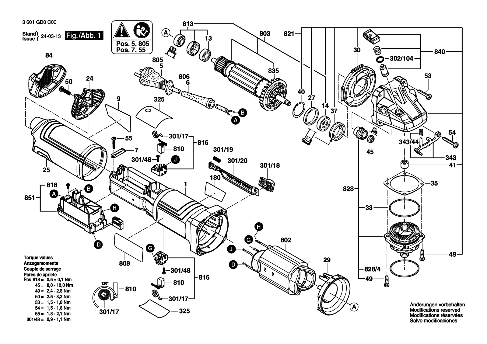Bosch BAG 125-3E parts diagram, sheet 1
