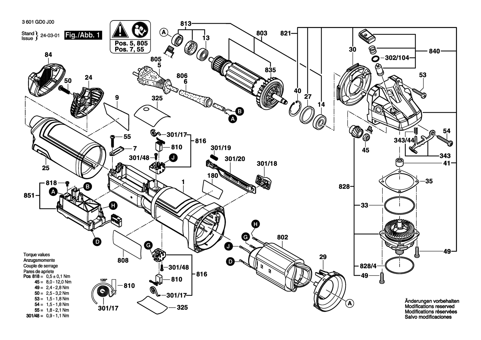 Bosch CG14-125V parts diagram, sheet 1