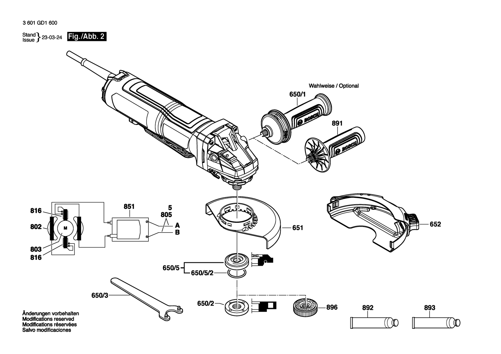 Bosch GWS 17-150 PS parts diagram, sheet 2