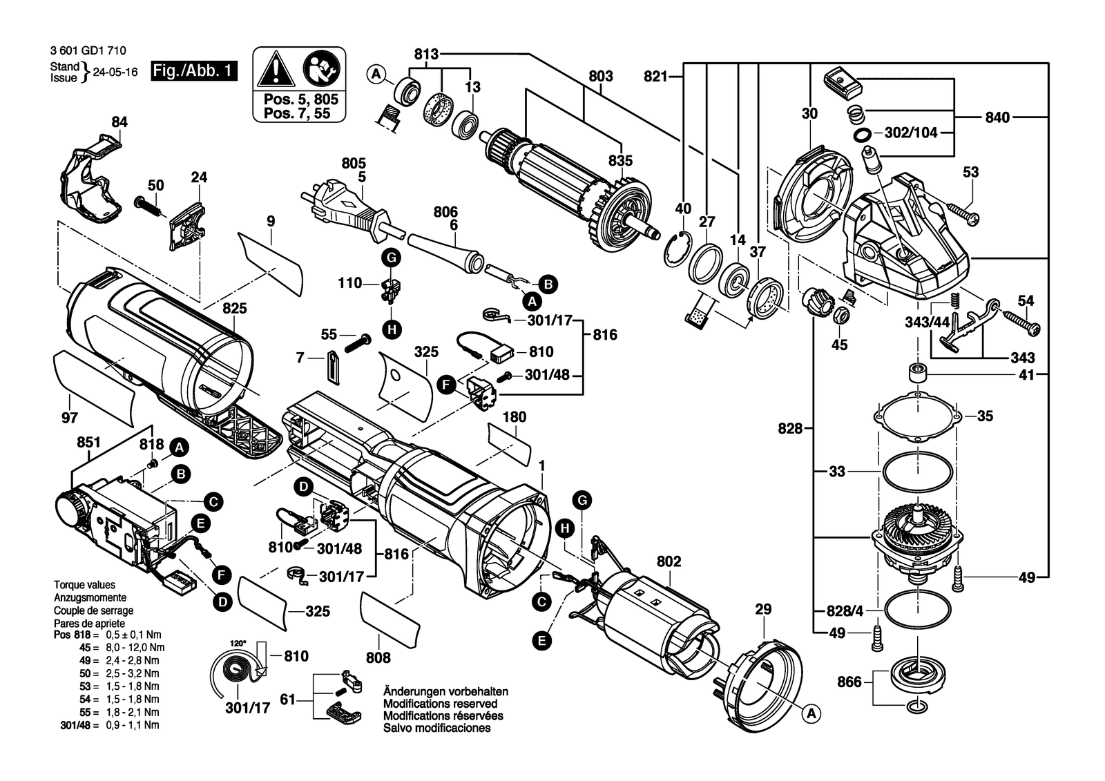 Bosch GWS12-450PBD parts diagram, sheet 1