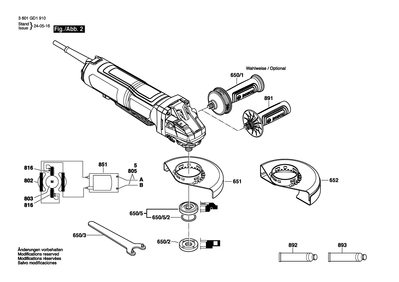 Bosch GWS14-50P parts diagram, sheet 2