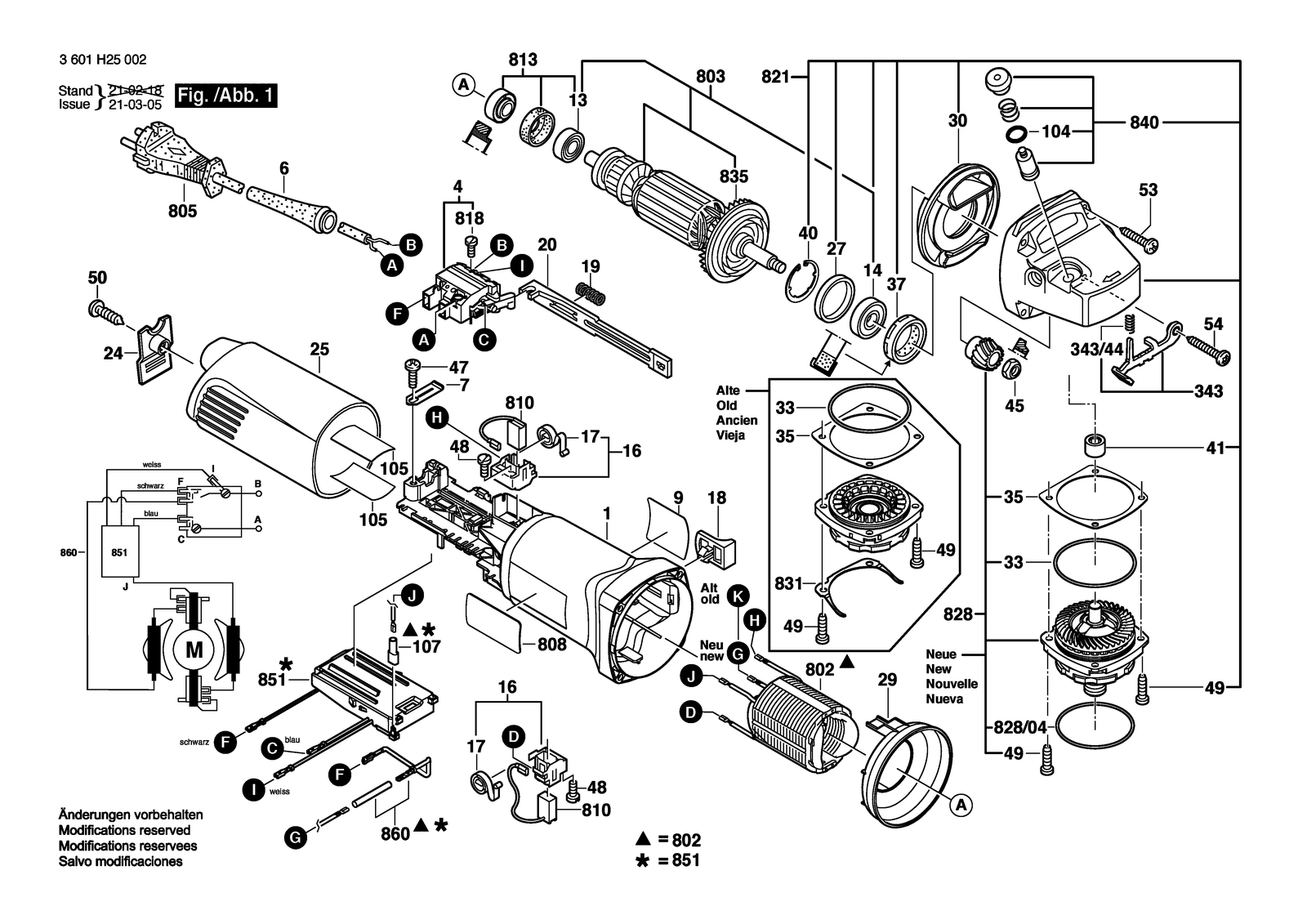 Bosch BAG 125-1 E parts diagram, sheet 1