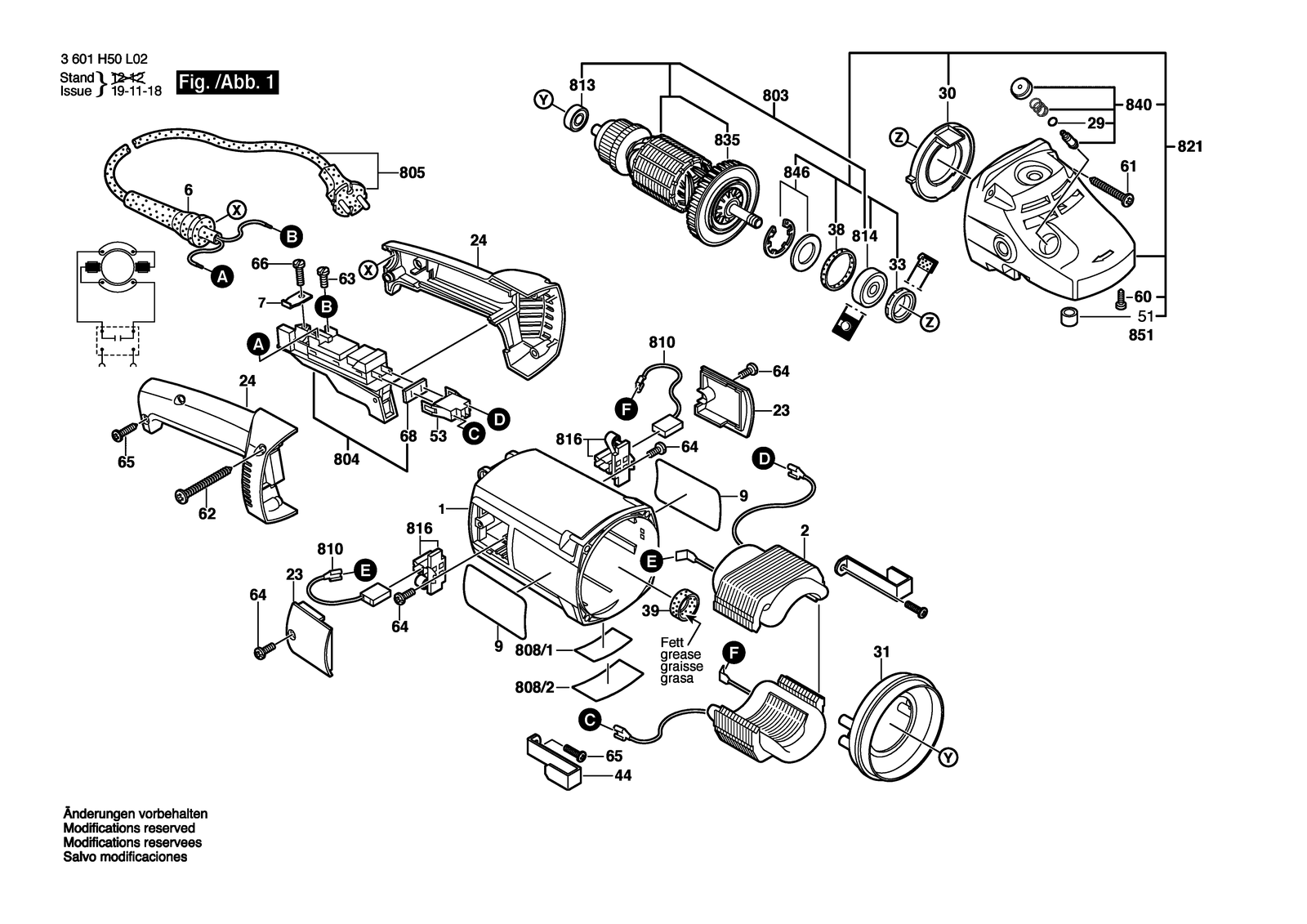 Bosch GWS 20-230 H parts diagram, sheet 1