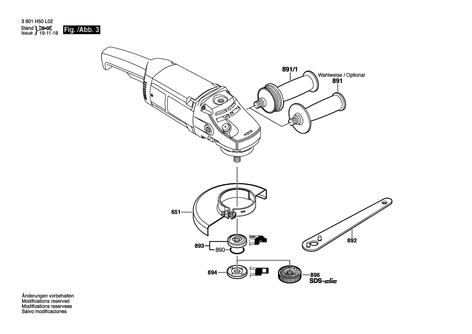 Bosch GWS 20-230 H parts diagram, sheet 3