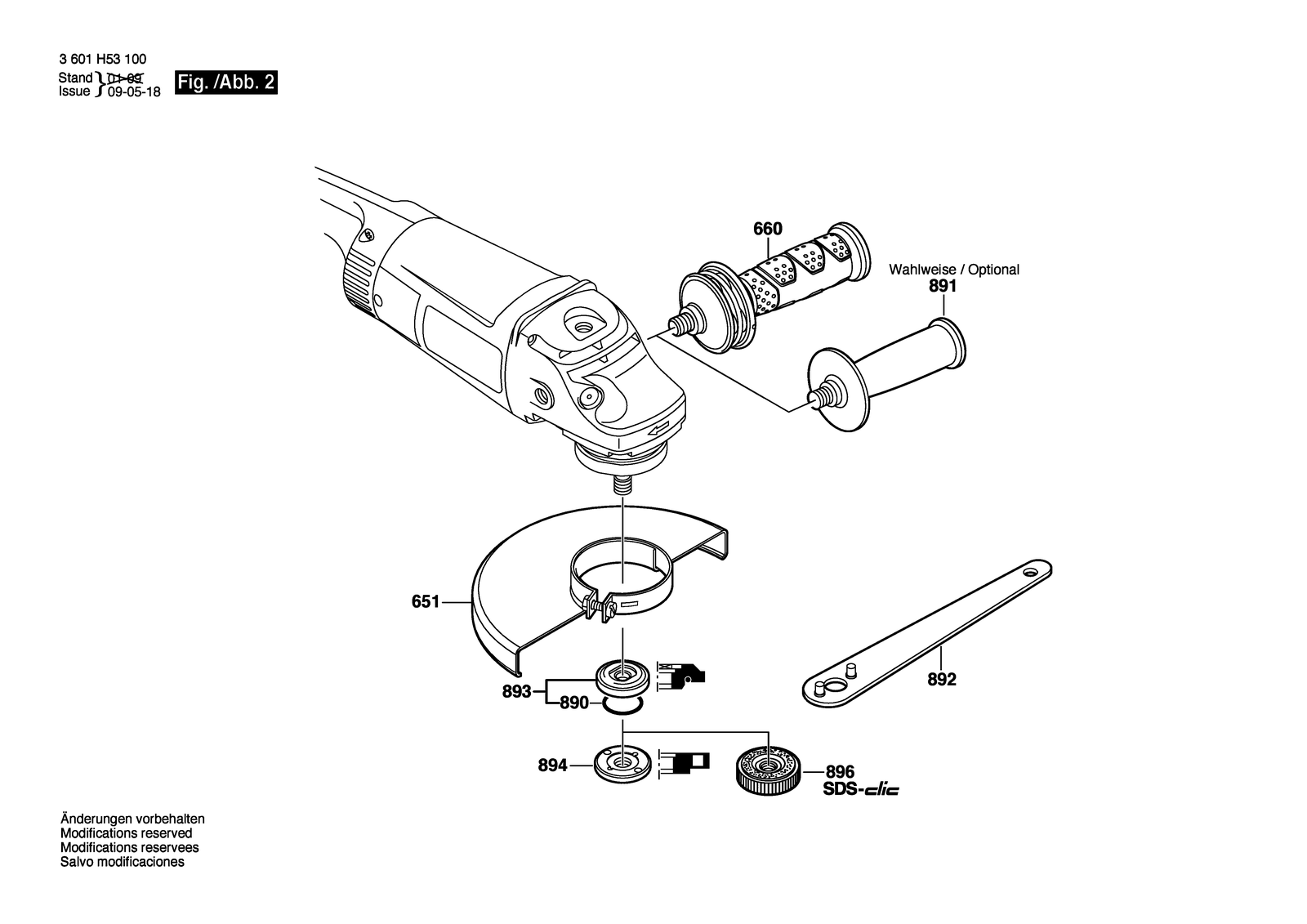 Bosch GWS 26-230 H parts diagram, sheet 2