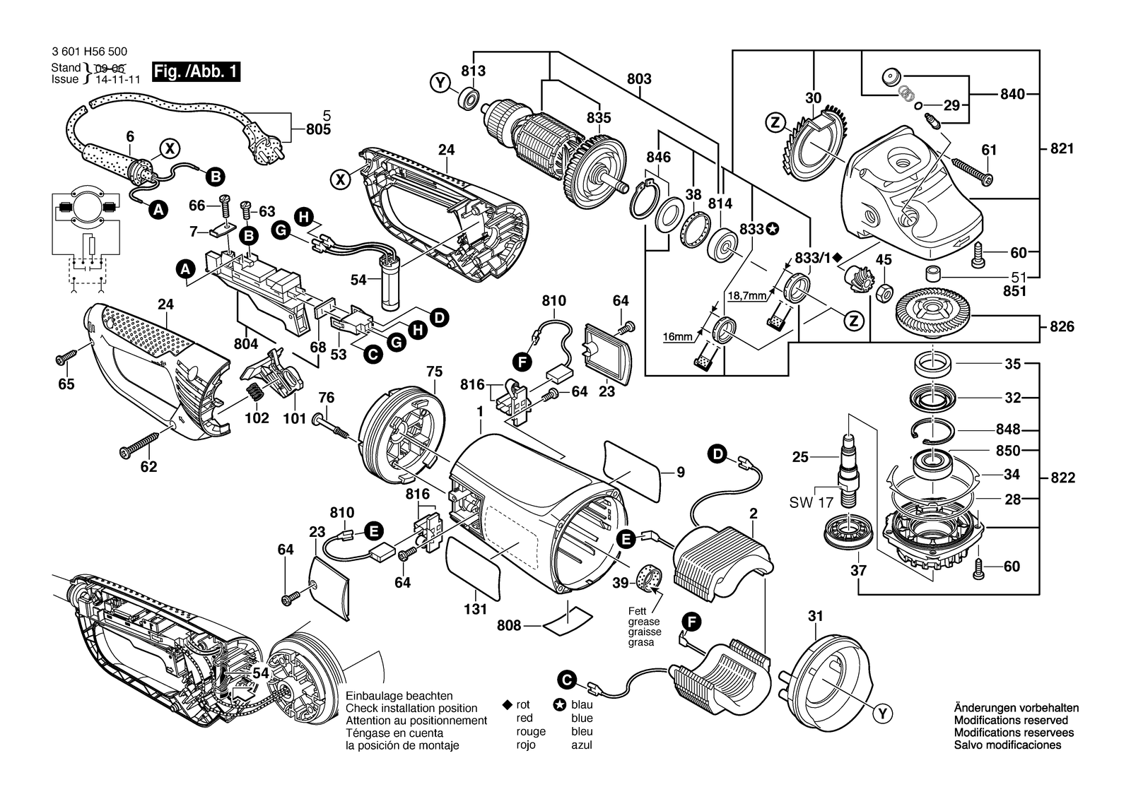 Bosch GWS 26-230 JBV parts diagram, sheet 1